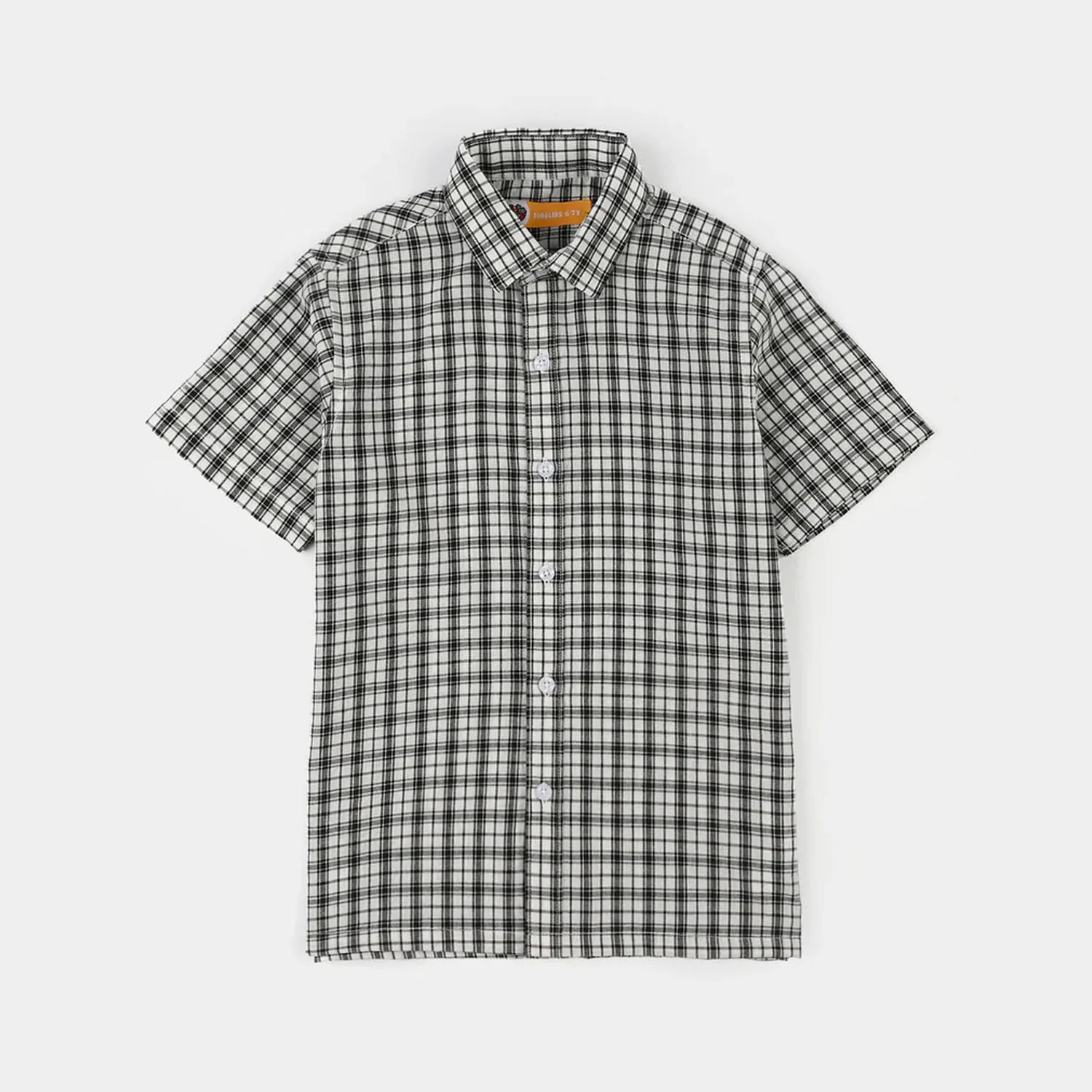 Boys Yarn Dyed Shirt (Basic Check) - White/Black - Image 5