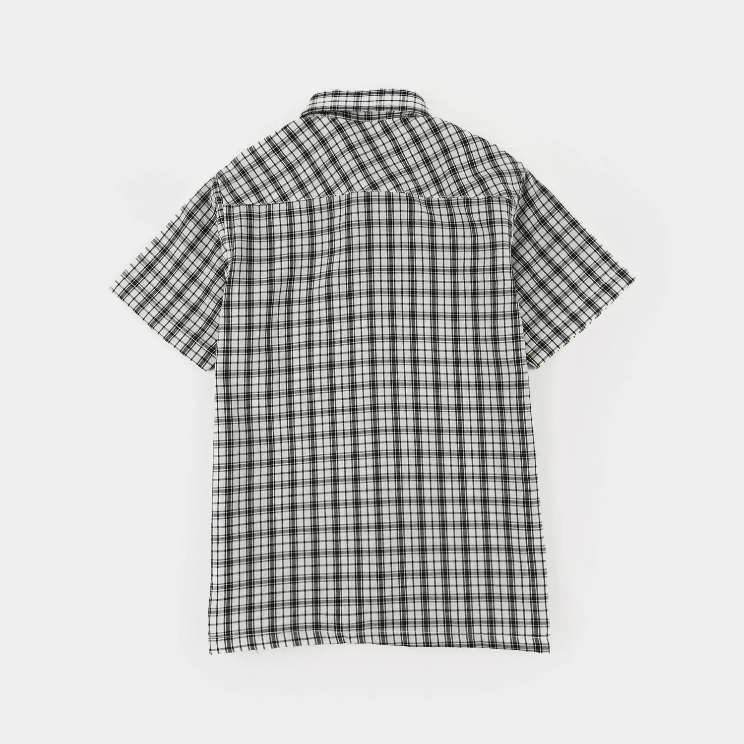 Boys Yarn Dyed Shirt (Basic Check) - White/Black - Image 8