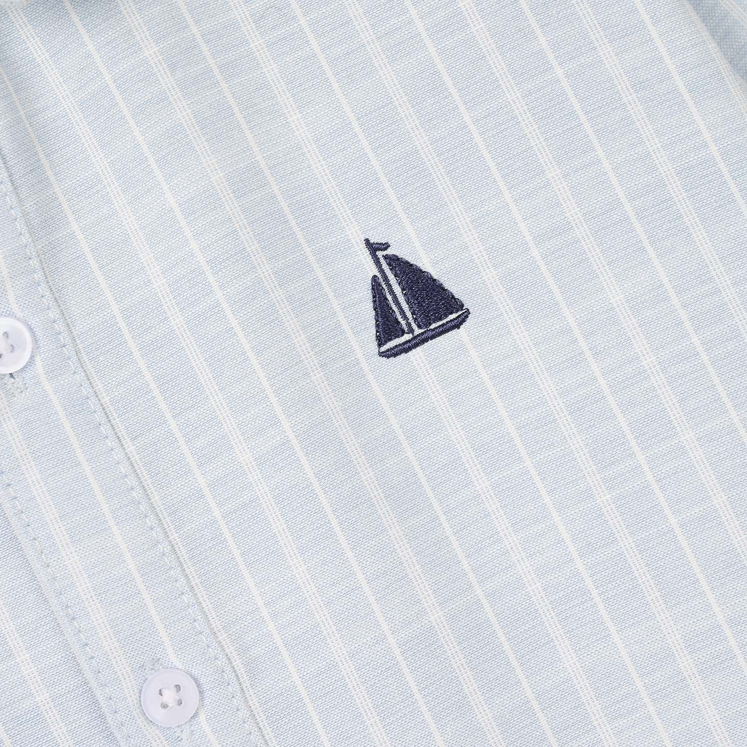 Boys Yarn Dyed Shirt (Boat) - Blue - Image 2