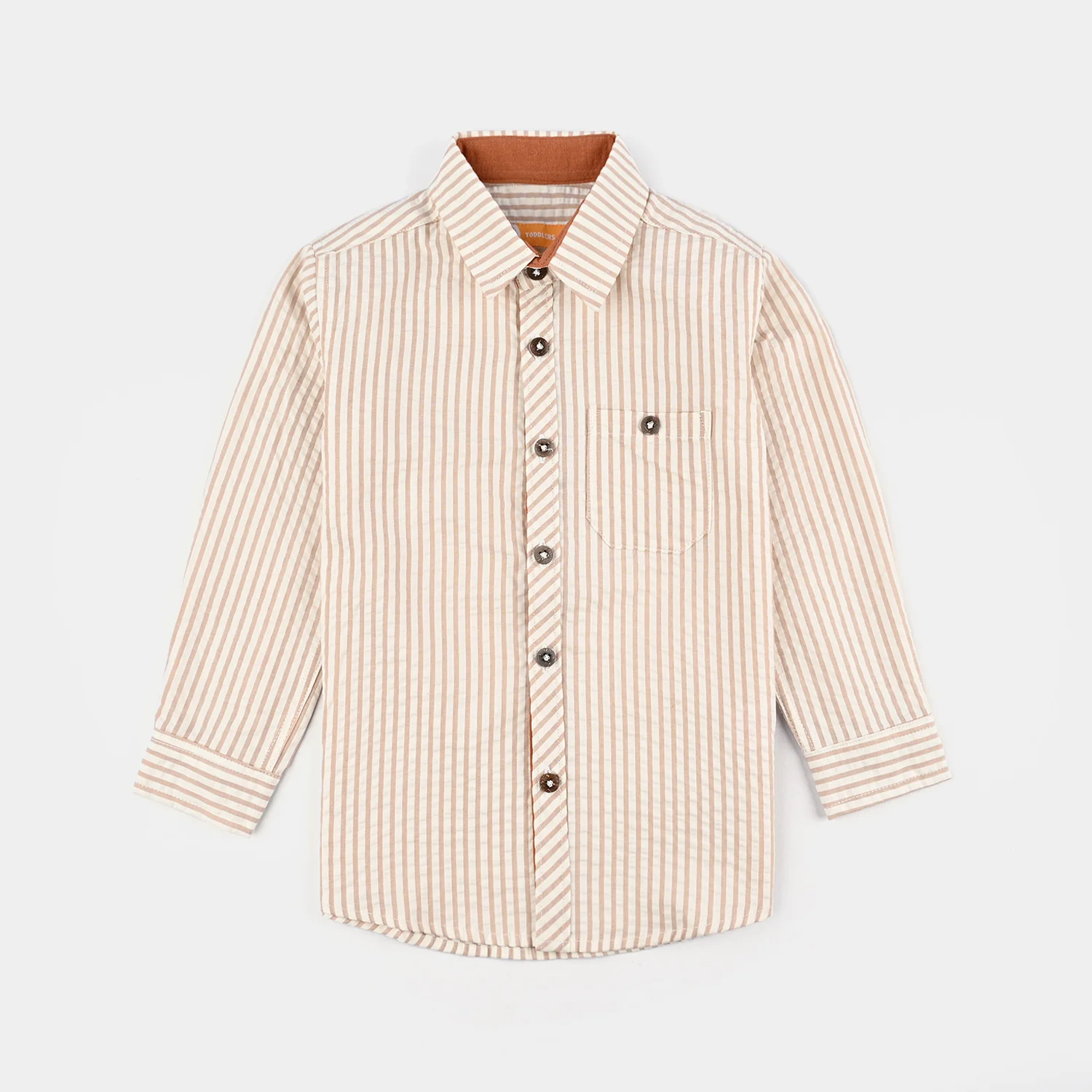 Boys Yarn Dyed Shirt Stripes - Brown
