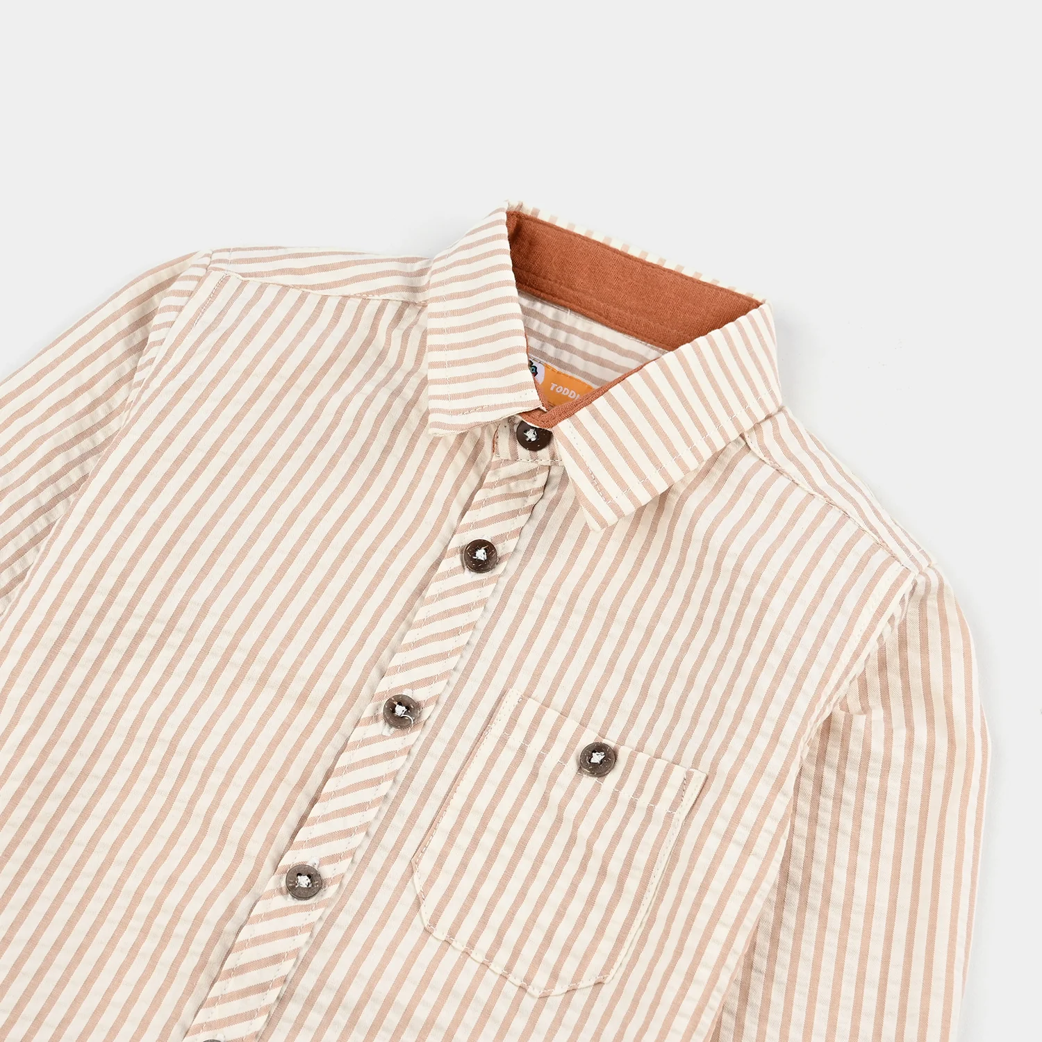 Boys Yarn Dyed Shirt Stripes - Brown - Image 2