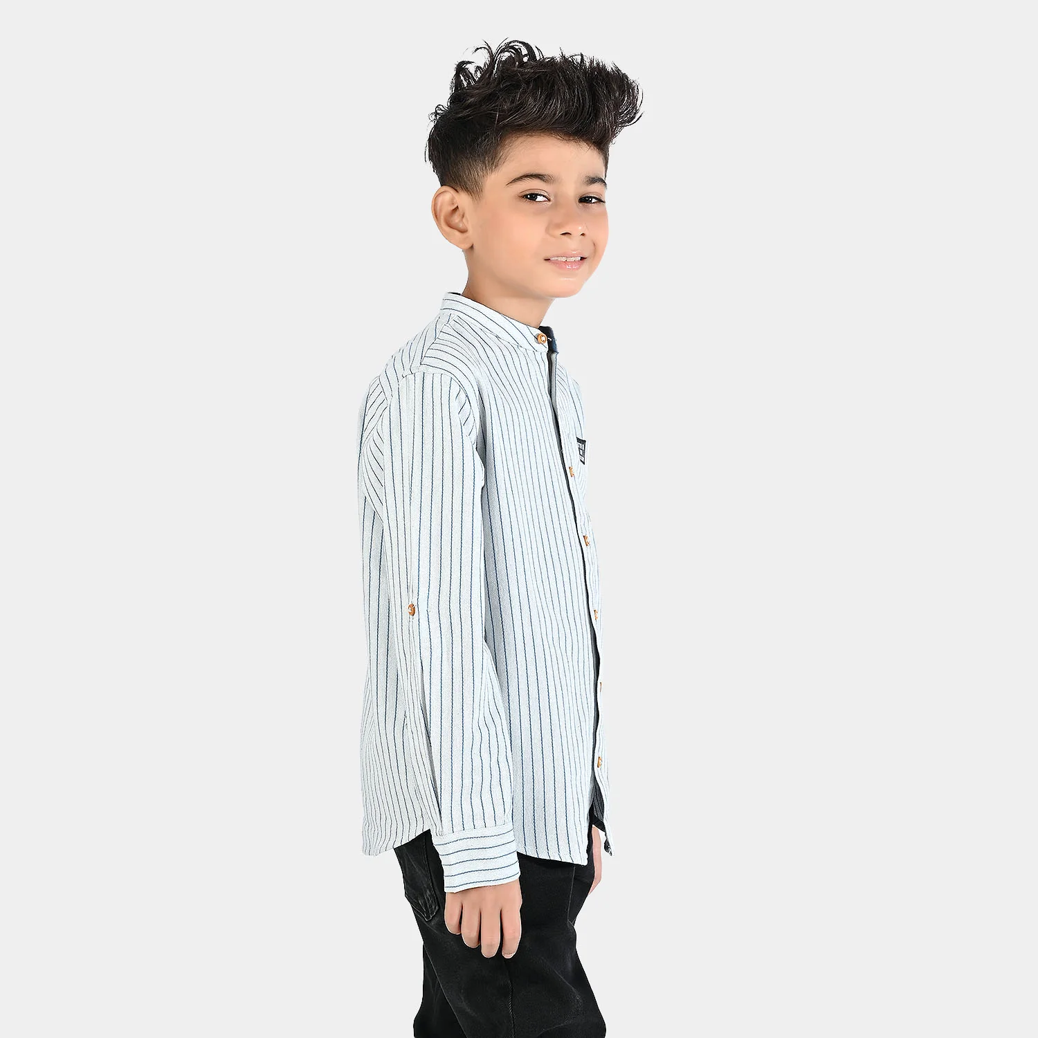 Boys Yarn Dyed Shirt Stripe - Blue - Image 3