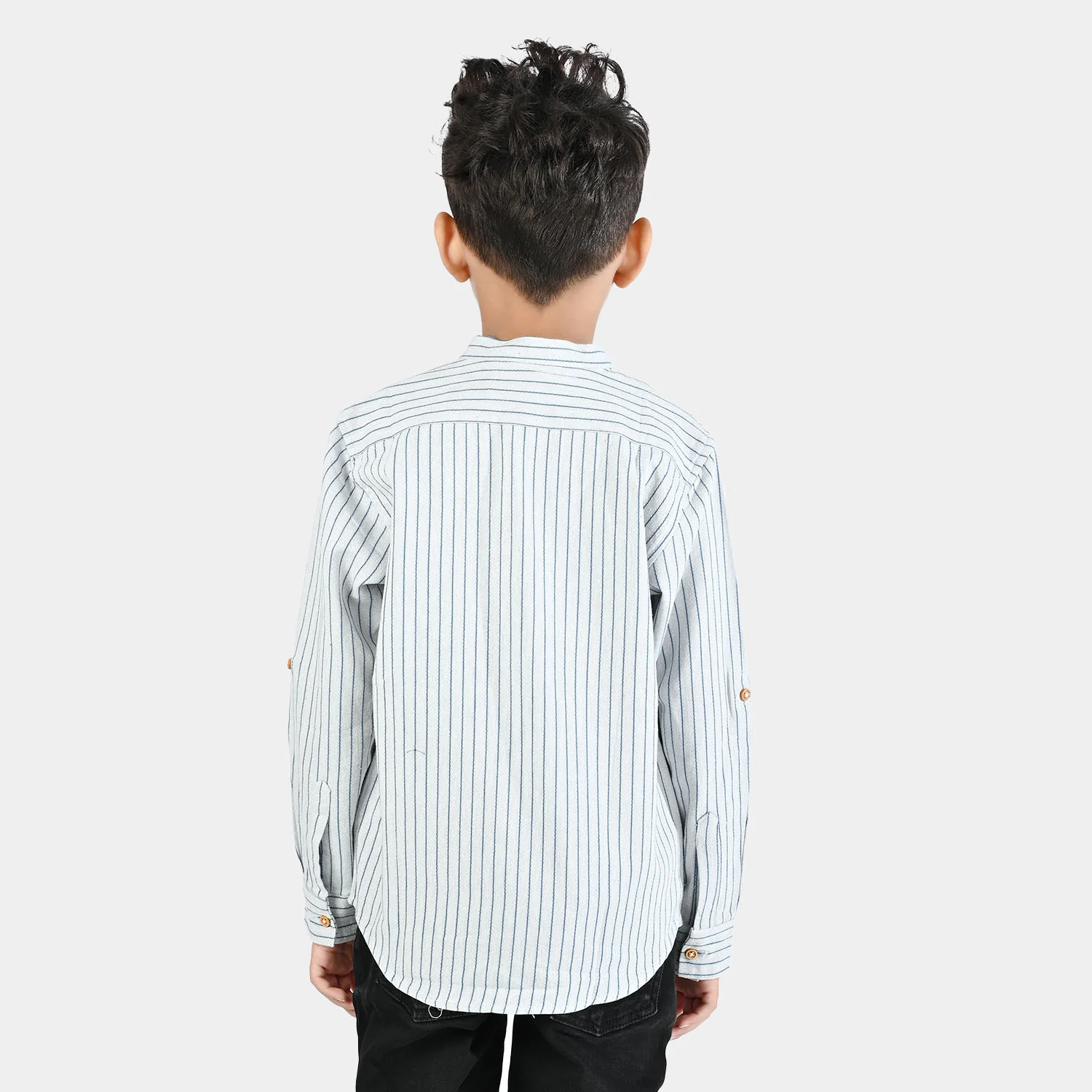 Boys Yarn Dyed Shirt Stripe - Blue - Image 5