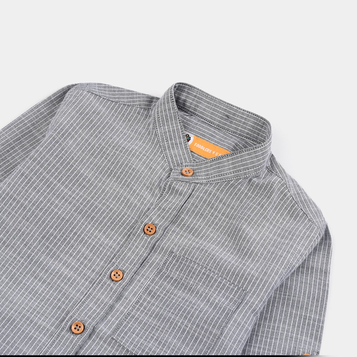 Boys Yarn Dyed Shirt F/S (Textured Stripe)-GREY - Image 3