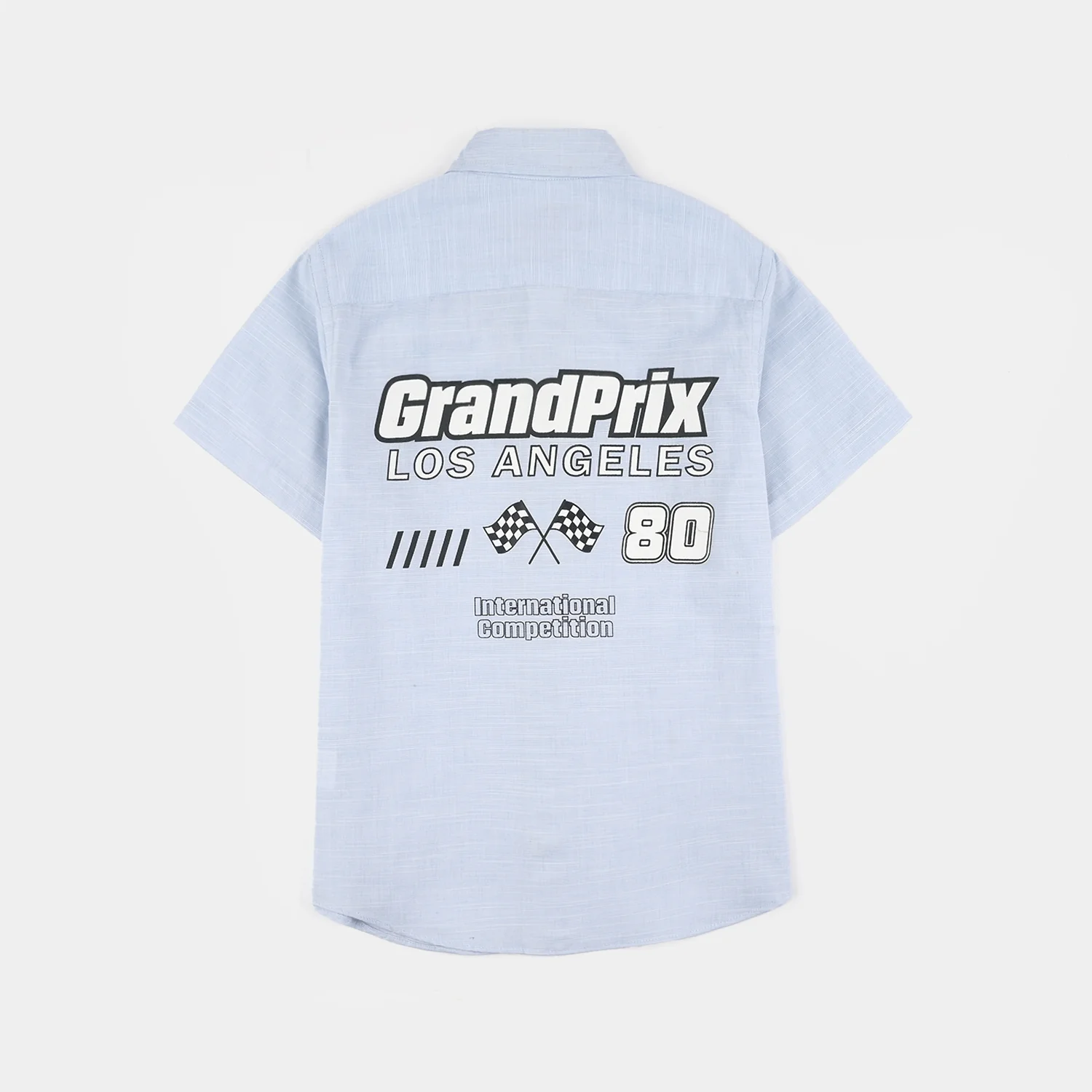 Boys Yarn Dyed Shirt (Grand Prix) - Blue - Image 4