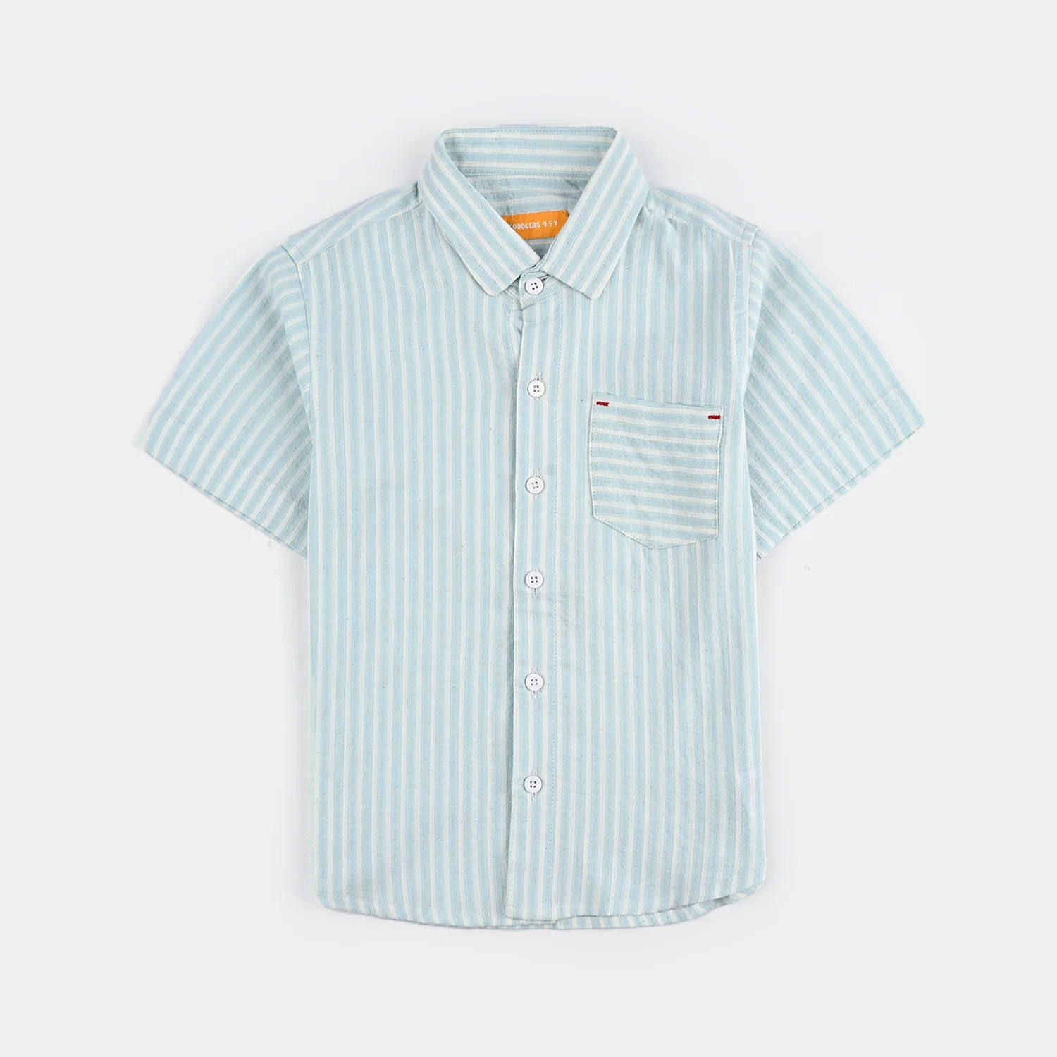 Boys Yarn Dyed Shirt H/S (Blue Waves) - L/BLUE