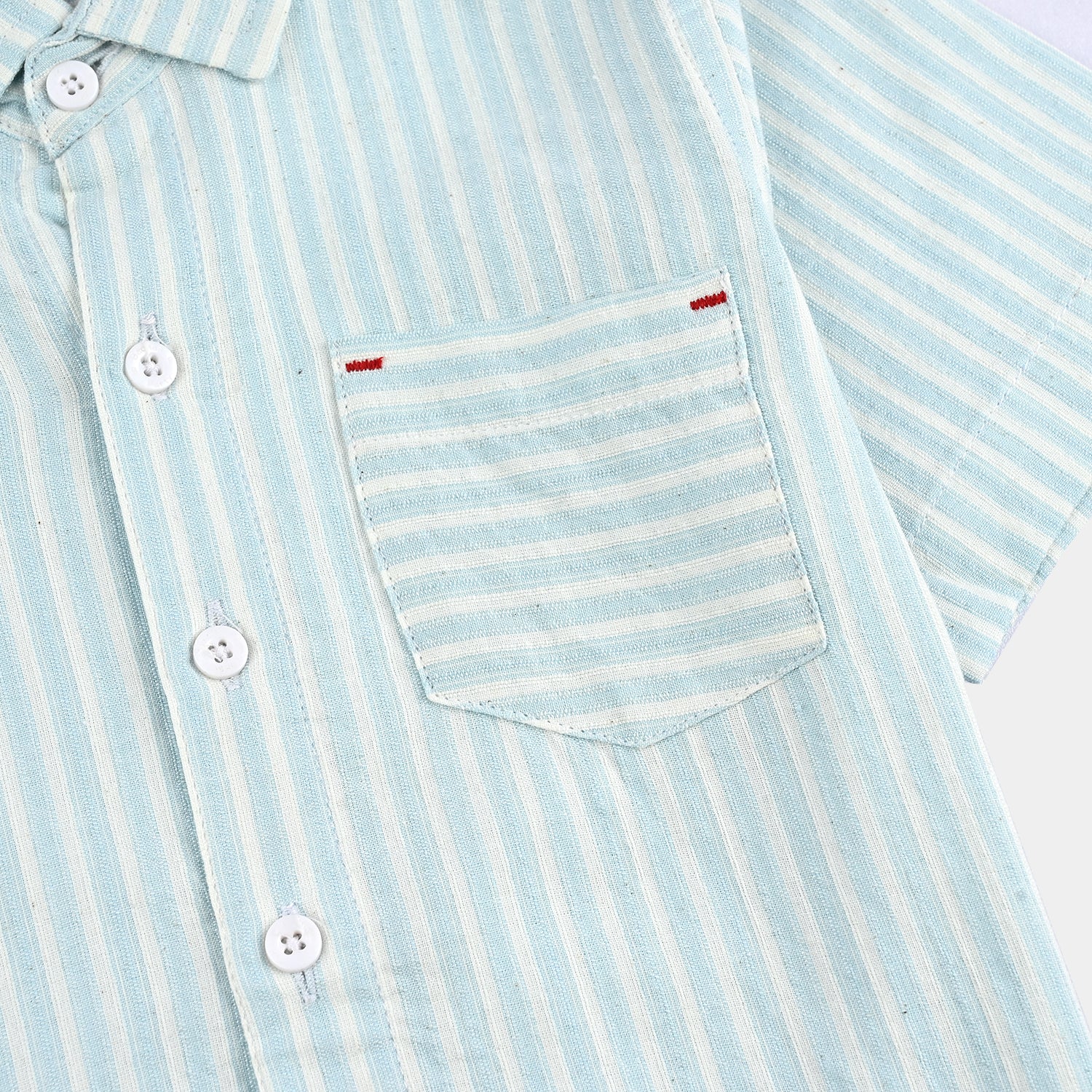 Boys Yarn Dyed Shirt H/S (Blue Waves) - L/BLUE - Image 3