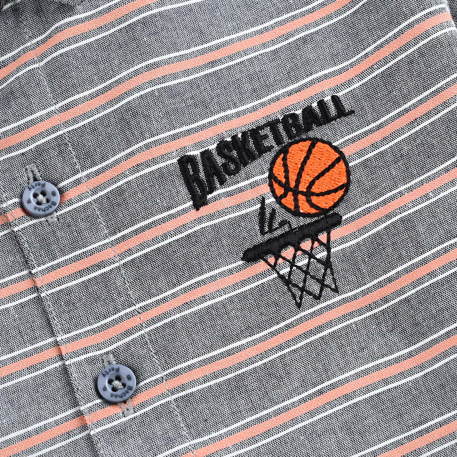 Boys Yarn Dyed Shirt (Champion) - Orange Stripe - Image 3