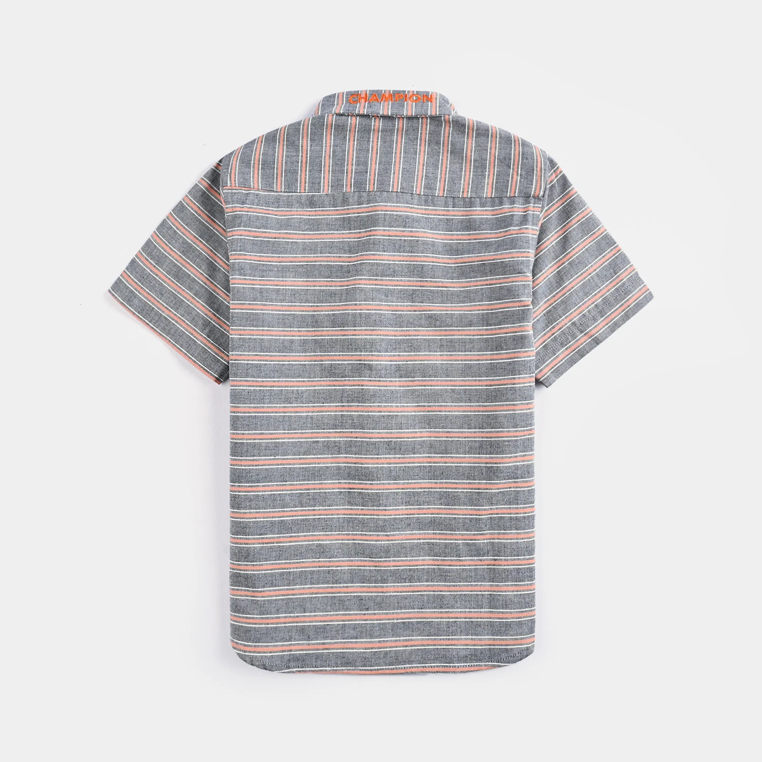 Boys Yarn Dyed Shirt (Champion) - Orange Stripe - Image 4
