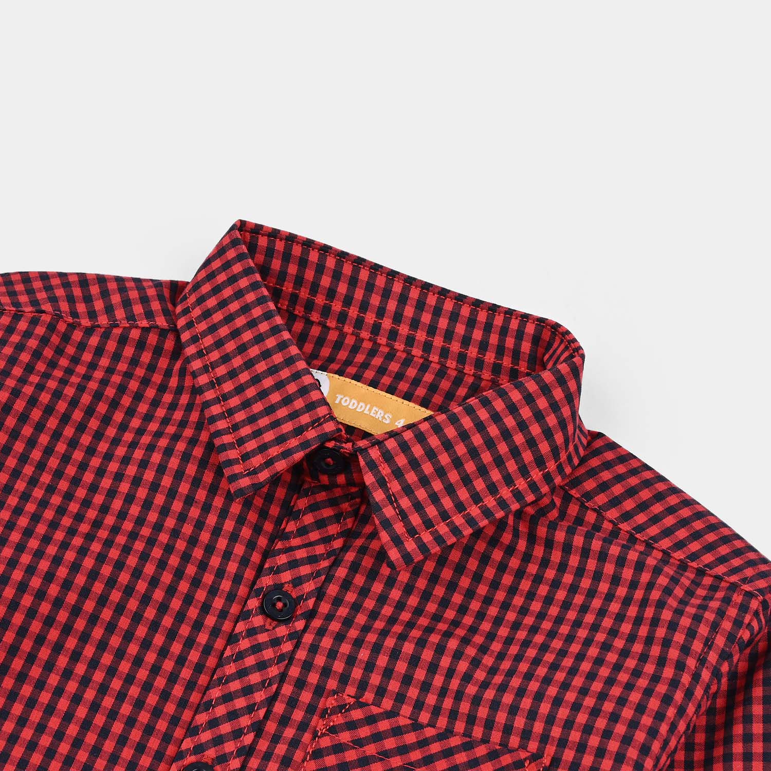 Boys Yarn Dyed Shirt - Red - Image 3