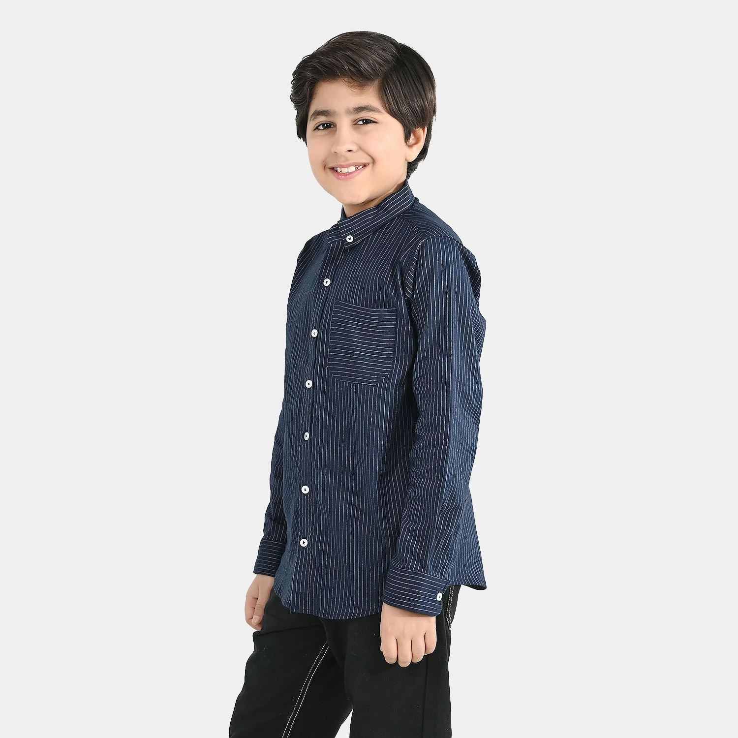 Boys Yarn Dyed Shirt (One Ocean) - Blue - Image 3