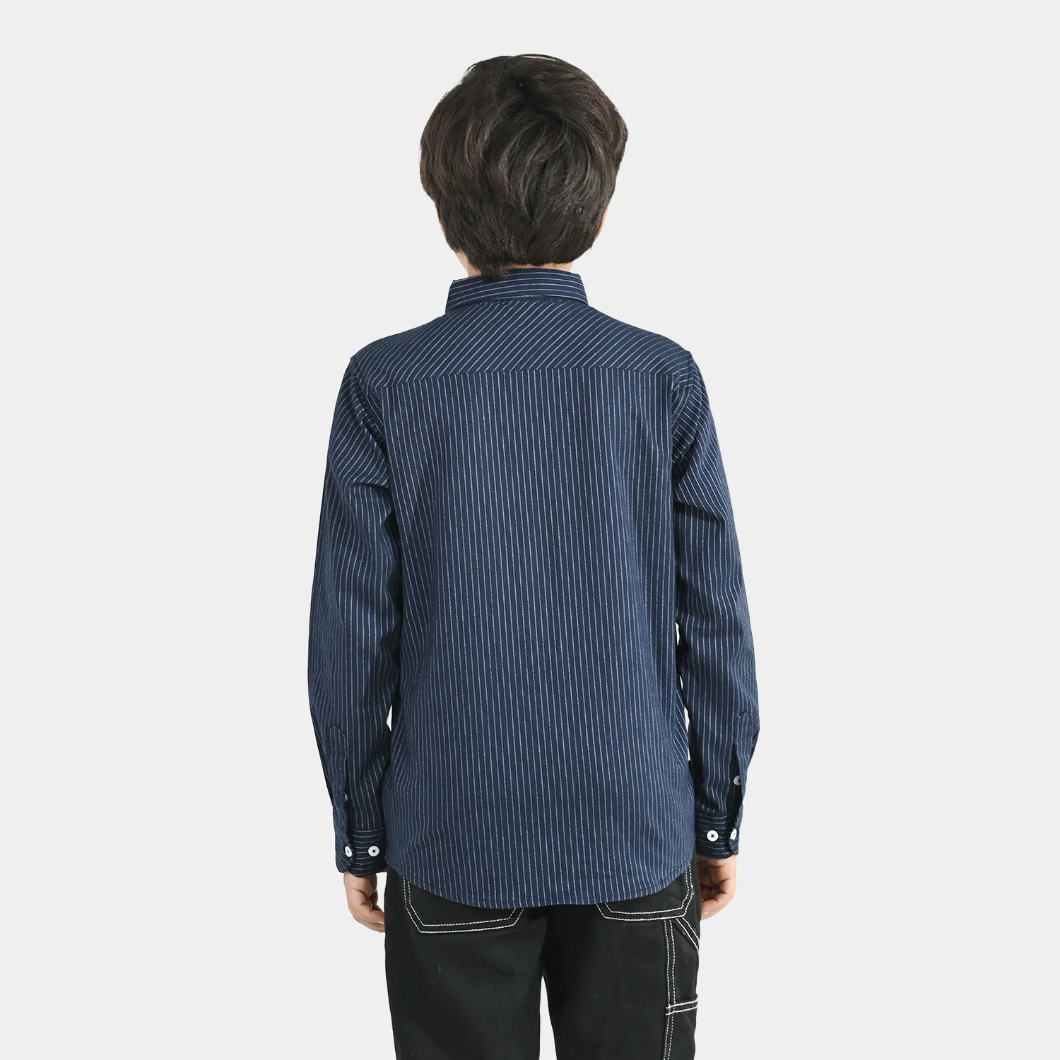 Boys Yarn Dyed Shirt (One Ocean) - Blue - Image 4