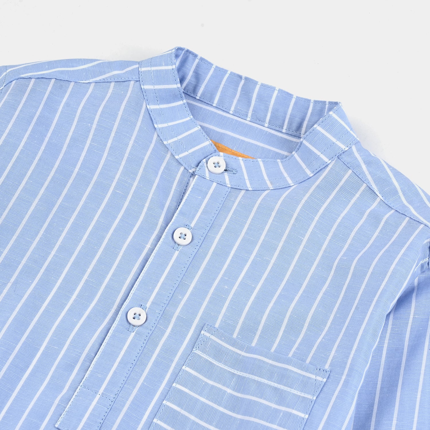 Boys Yarn Dyed Shirt (Tunic)-Light Blue - Image 2