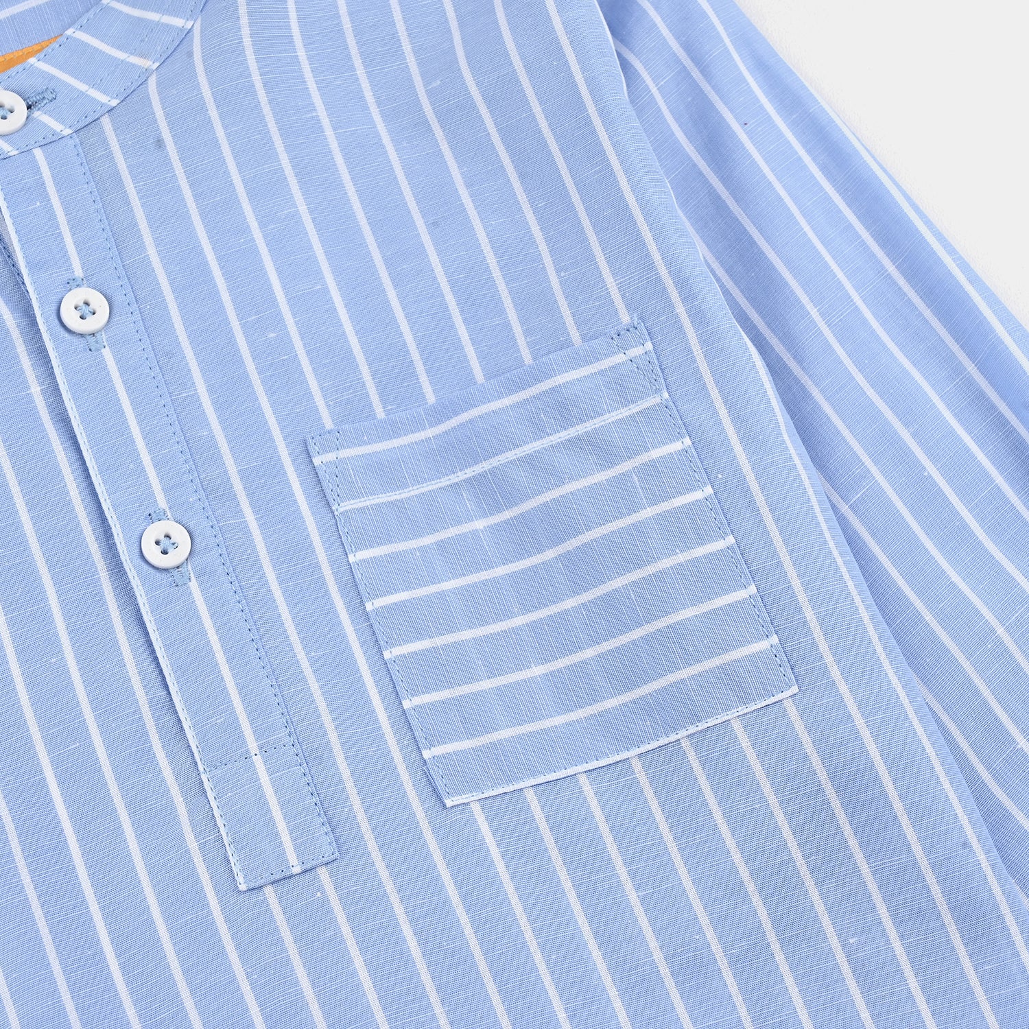 Boys Yarn Dyed Shirt (Tunic)-Light Blue - Image 3