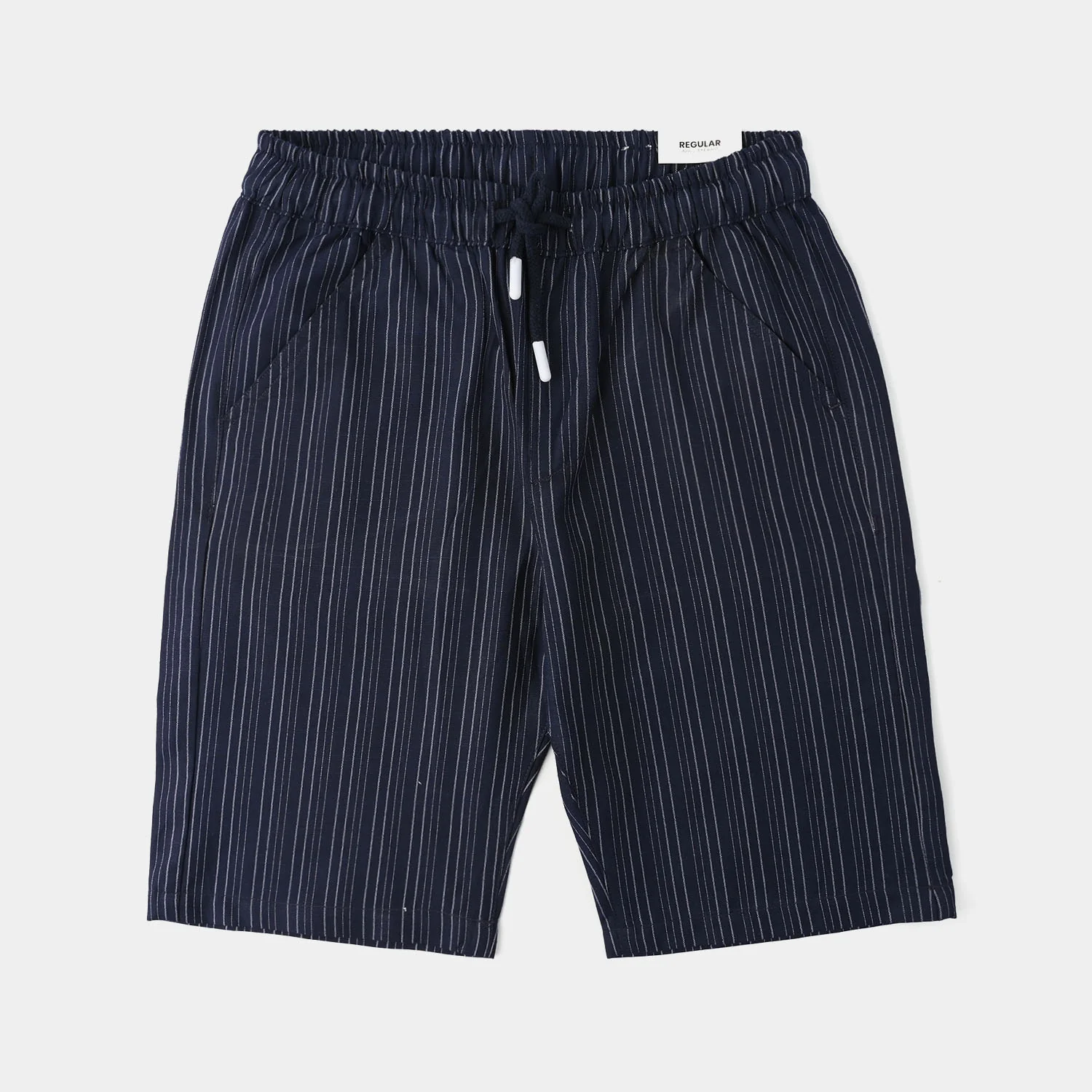 Boys Yarn Dyed Woven Suit (Off White Striper) – Navy - Image 5