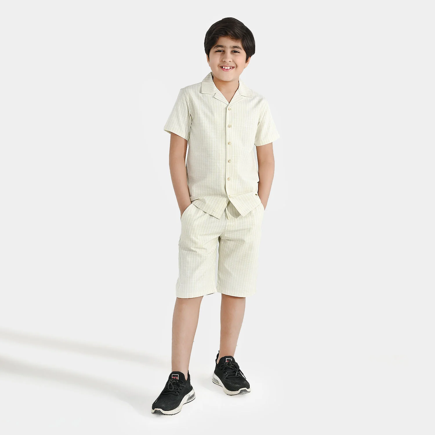 Boys Yarn Dyed Woven Suit – Beige White - Image 4