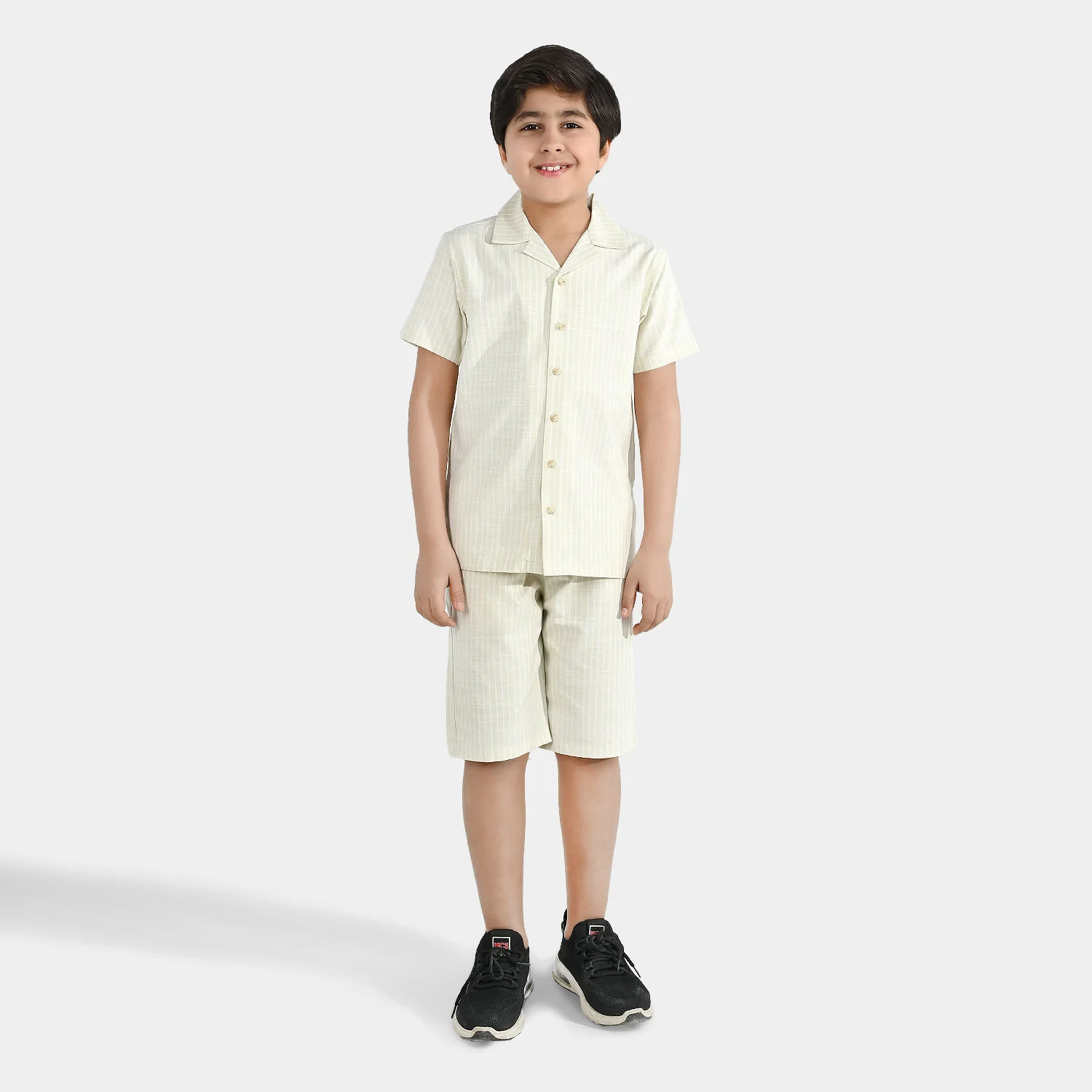 Boys Yarn Dyed Woven Suit – Beige White - Image 5