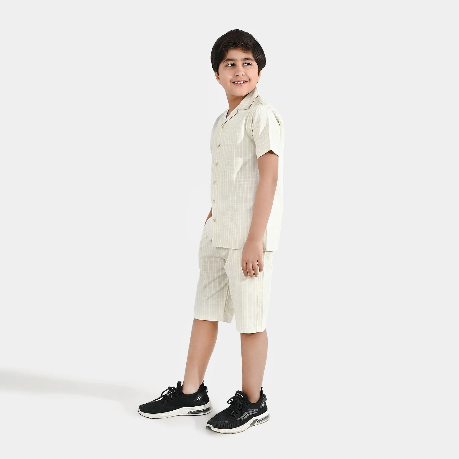 Boys Yarn Dyed Woven Suit – Beige White - Image 6