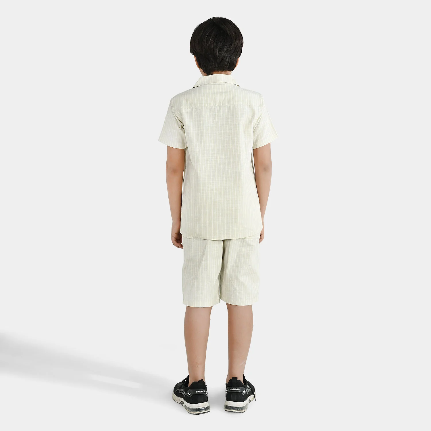 Boys Yarn Dyed Woven Suit – Beige White - Image 7