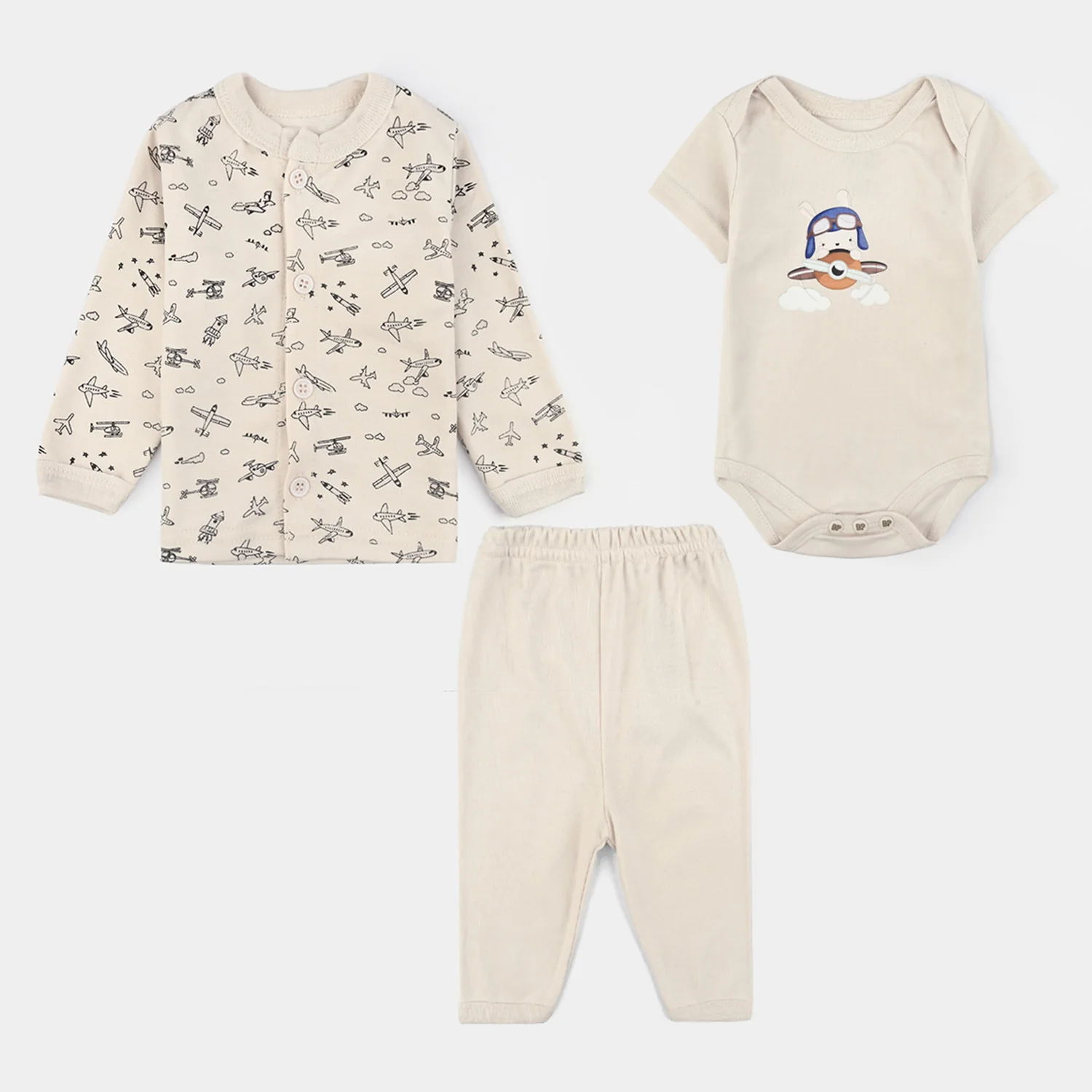 Infant Unisex Cotton 3Pcs Suit Set