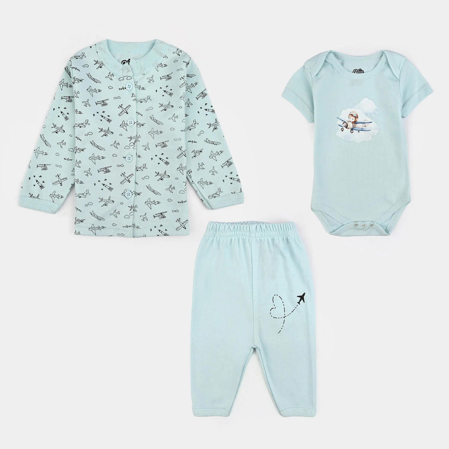 Infant Unisex Cotton 3Pcs Suit Set