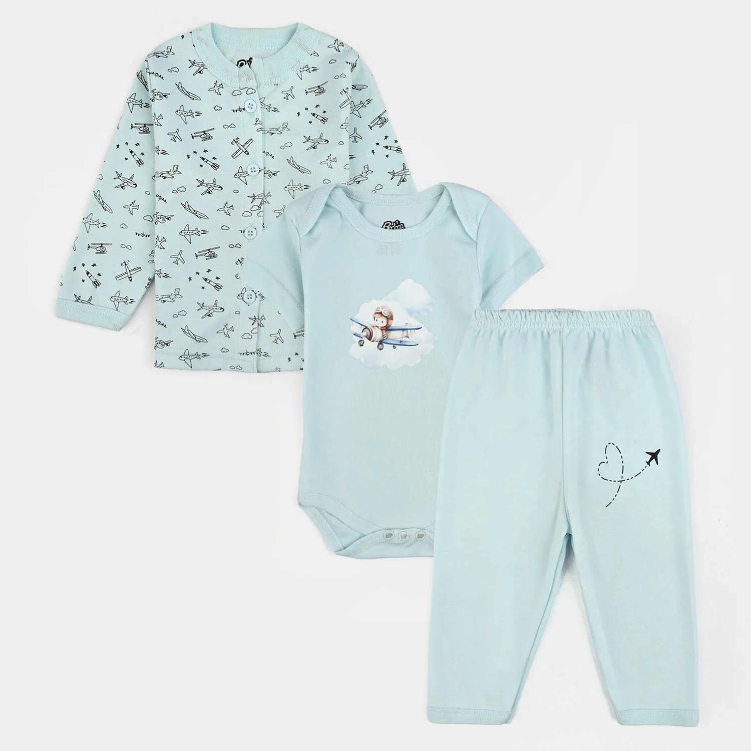 Infant Unisex Cotton 3Pcs Suit Set