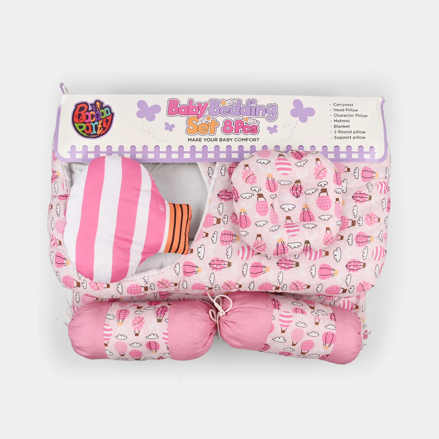 Infant Bedding Set 8PCs - Pink - Image 3