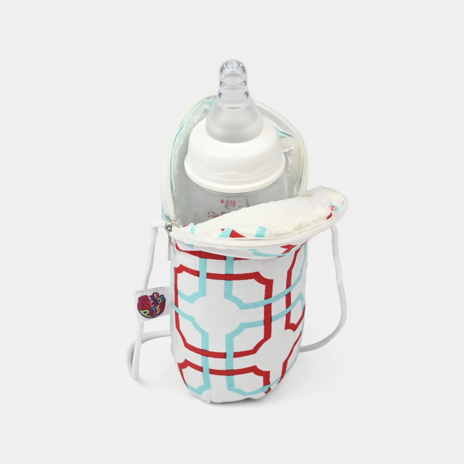 Stylish Geometric Patterned Crossbody Bag – Red & Blue