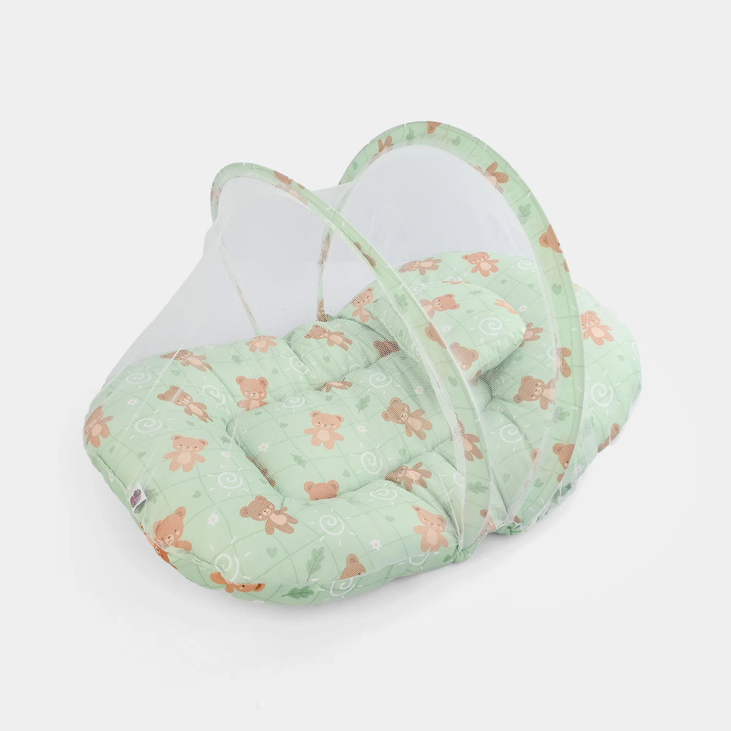 Infant Umbrella Bed (With Mosquito Net) - White/Green - Image 2