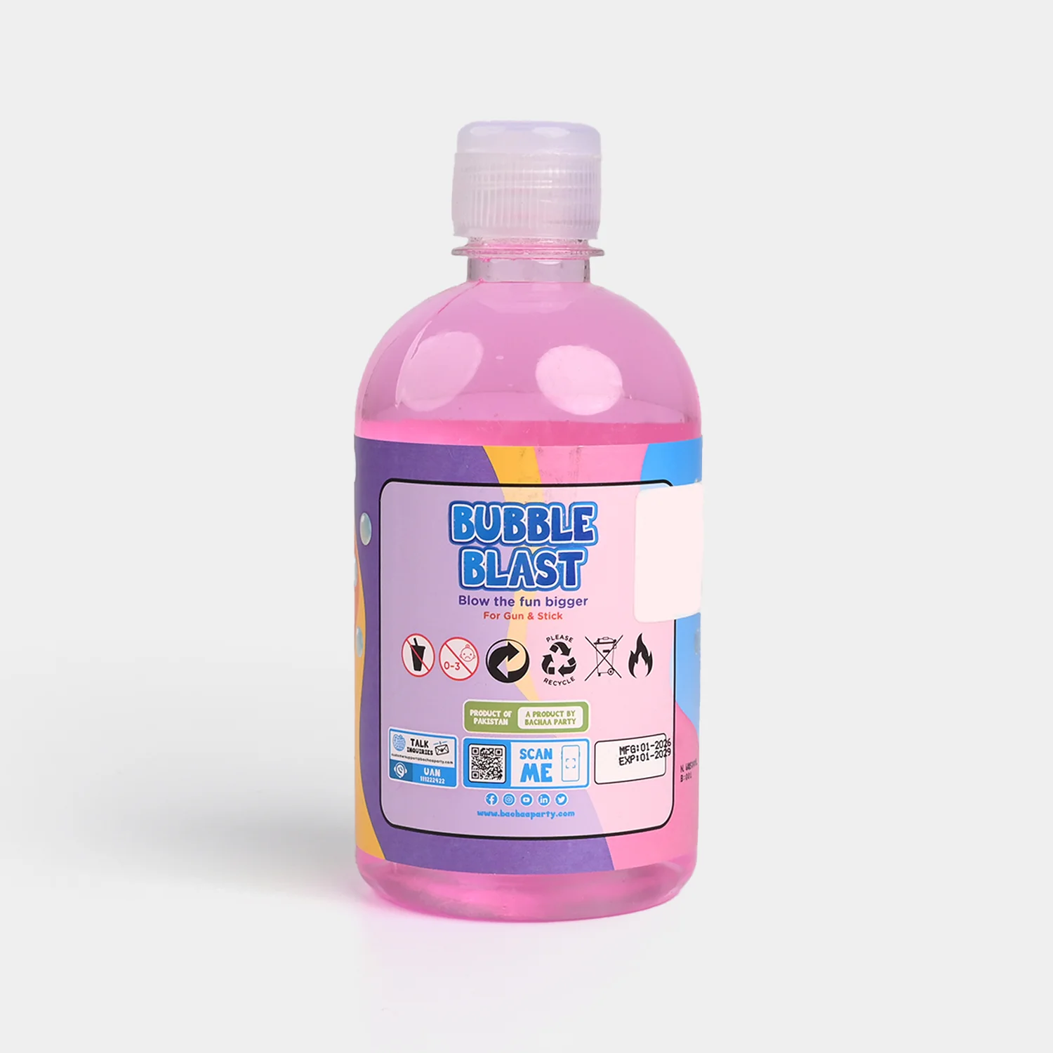 Bubble Liquid Bottle 500ml Pink - Image 3