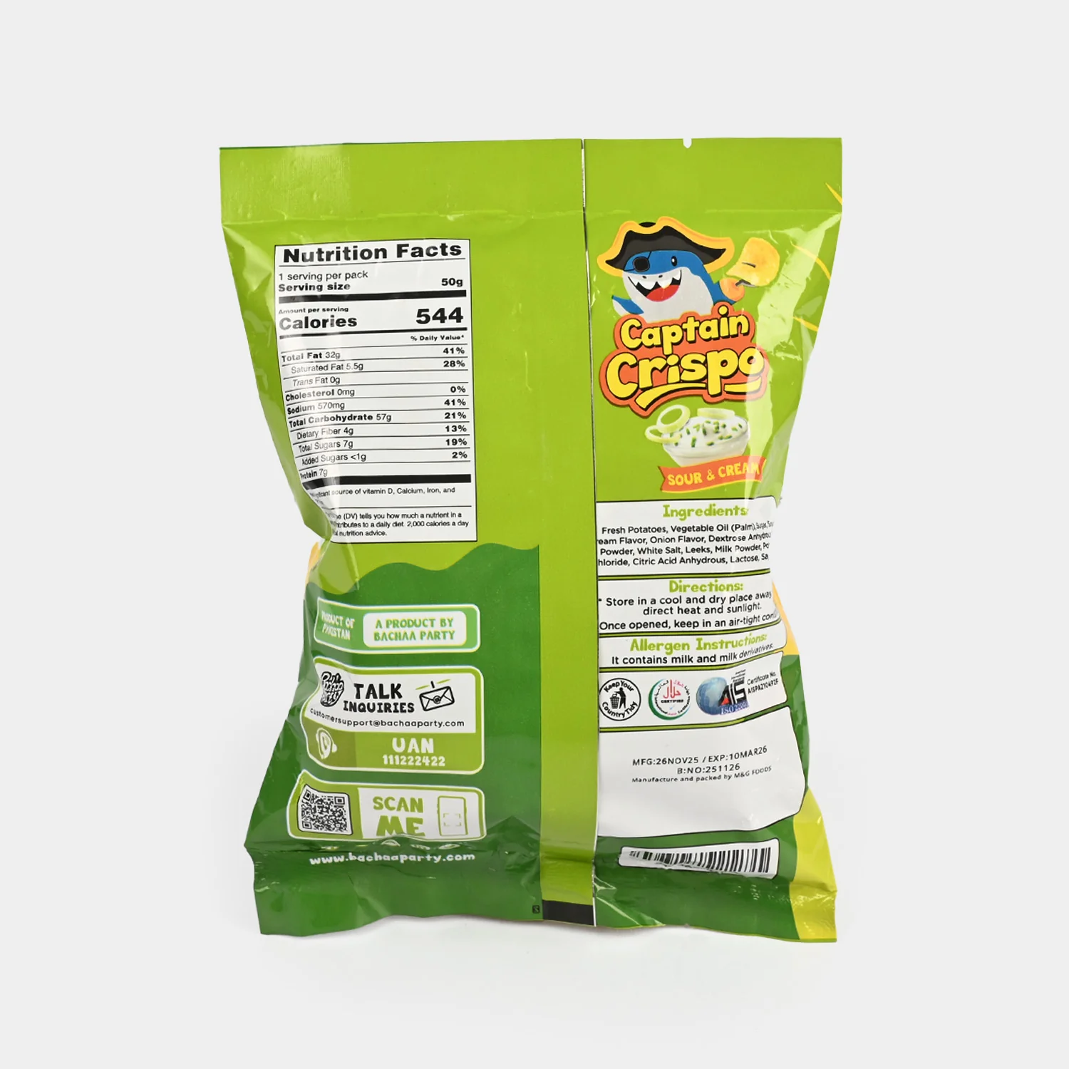 Bp Captain Crispo Crinkles Chips | Sour & Cream | 50G - Image 3