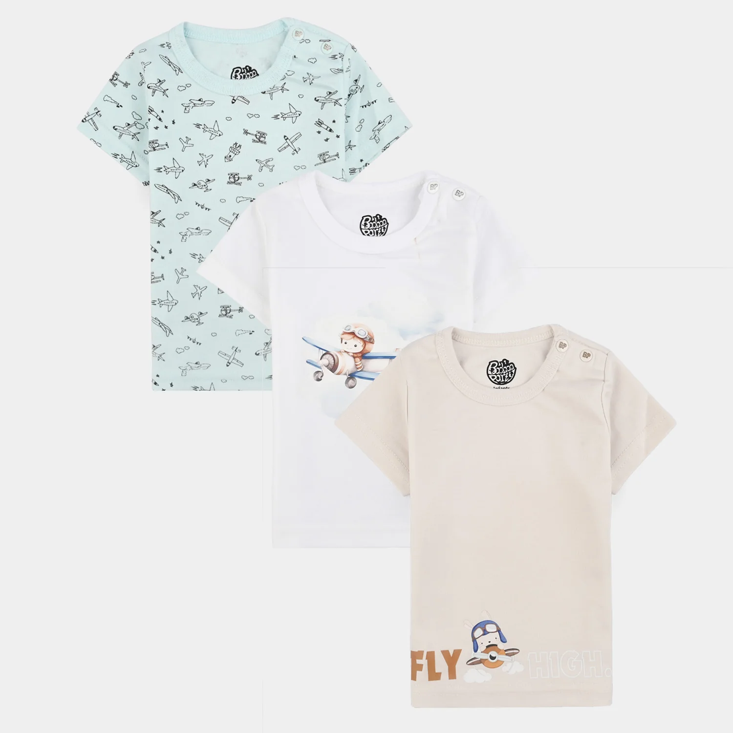 Infant Unisex Cotton Short Sleeve T-Shirt Set Pack of 3