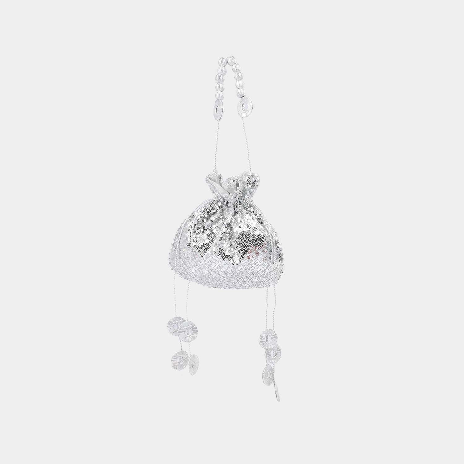 Silver Potli Hand Bag Festive - Image 3