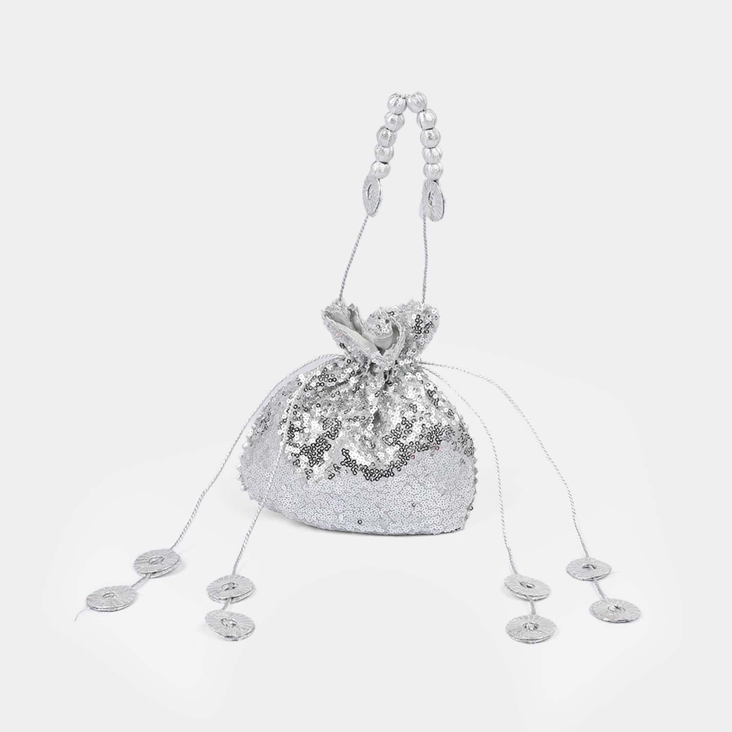 Silver Potli Hand Bag Festive - Image 4