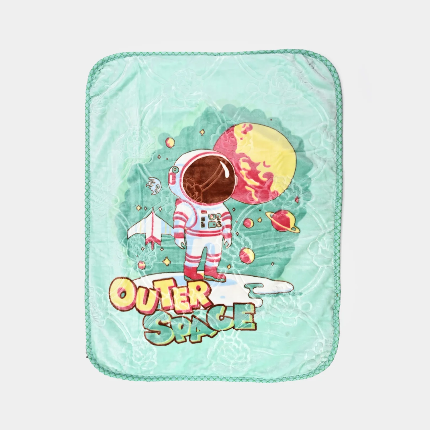 Astronaut Aqua Cotton Blanket - 80 x 110 - Image 5