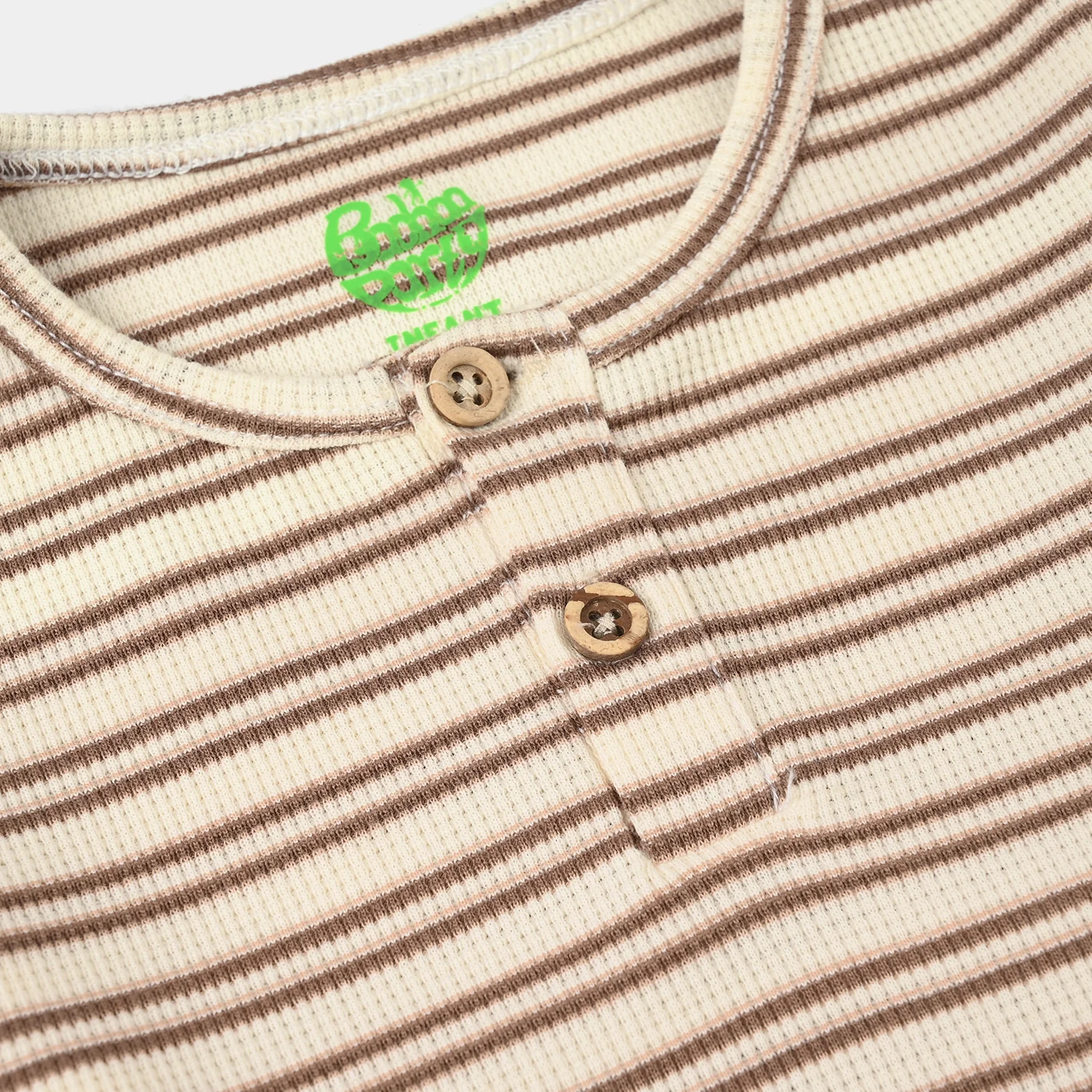 Infant Boys Yarn Dyed Round Neck T-Shirt - Brown - Image 2