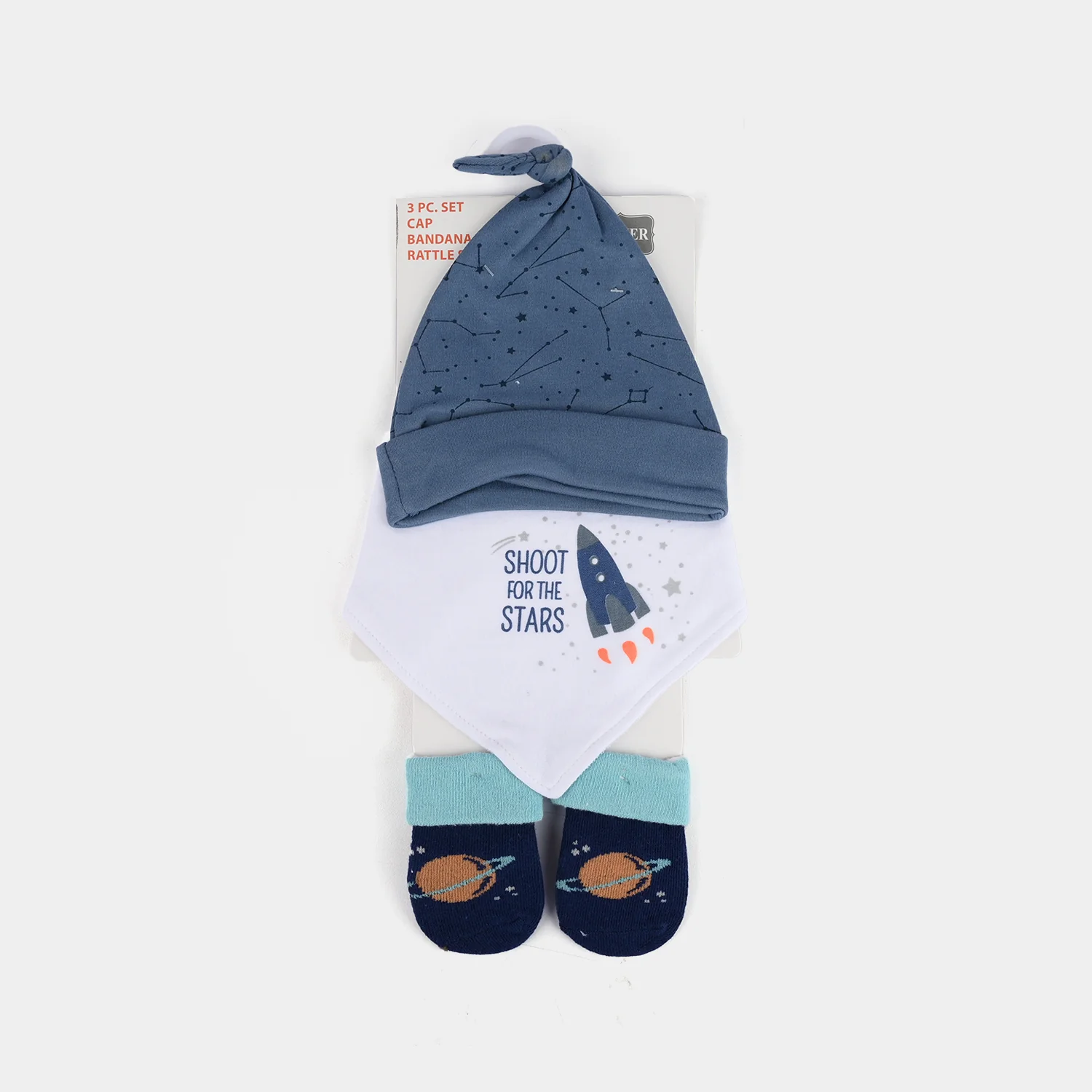 Baby Cap, Bib & Sock 6-9M 3 Pcs Set - Image 3