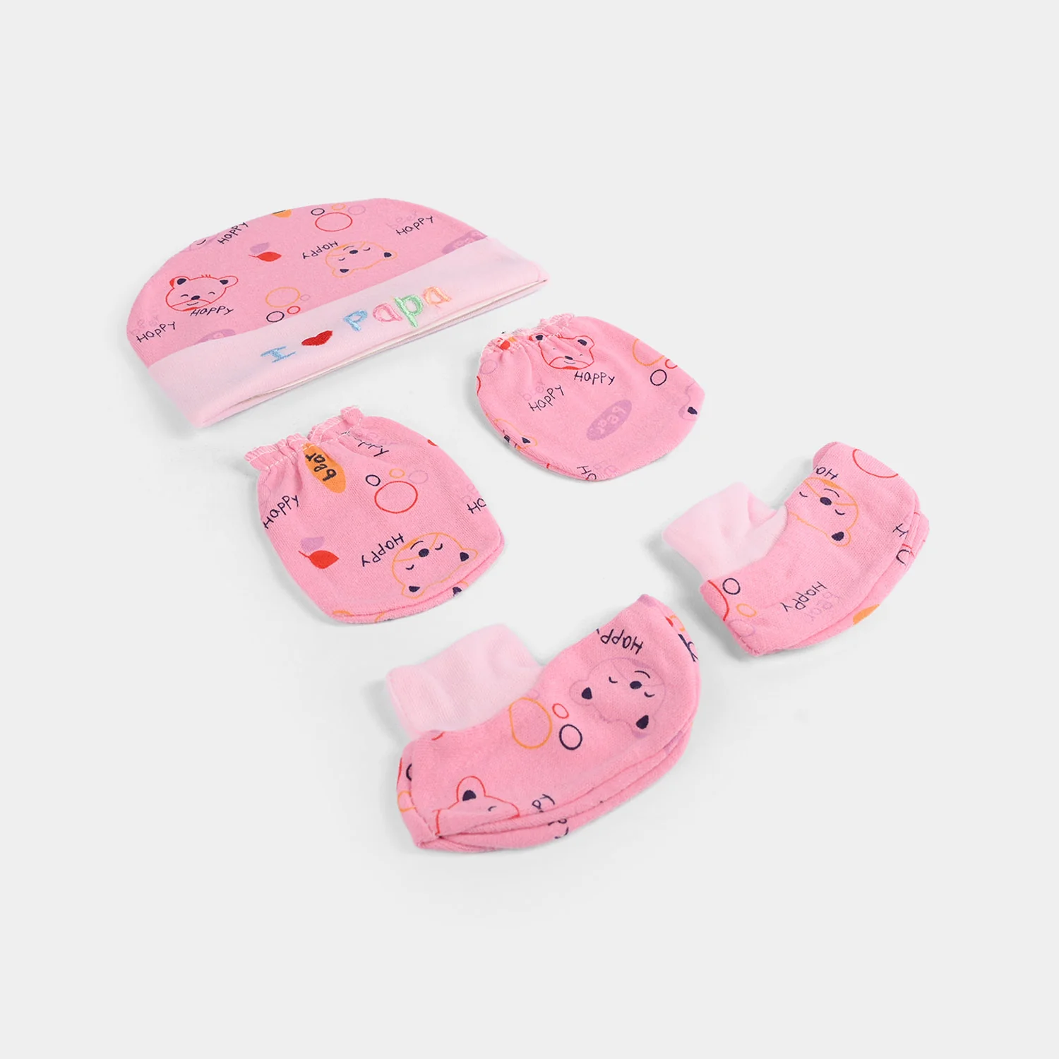Baby Cap/Hat+Socks+Mittens 3PCs Set - Image 2