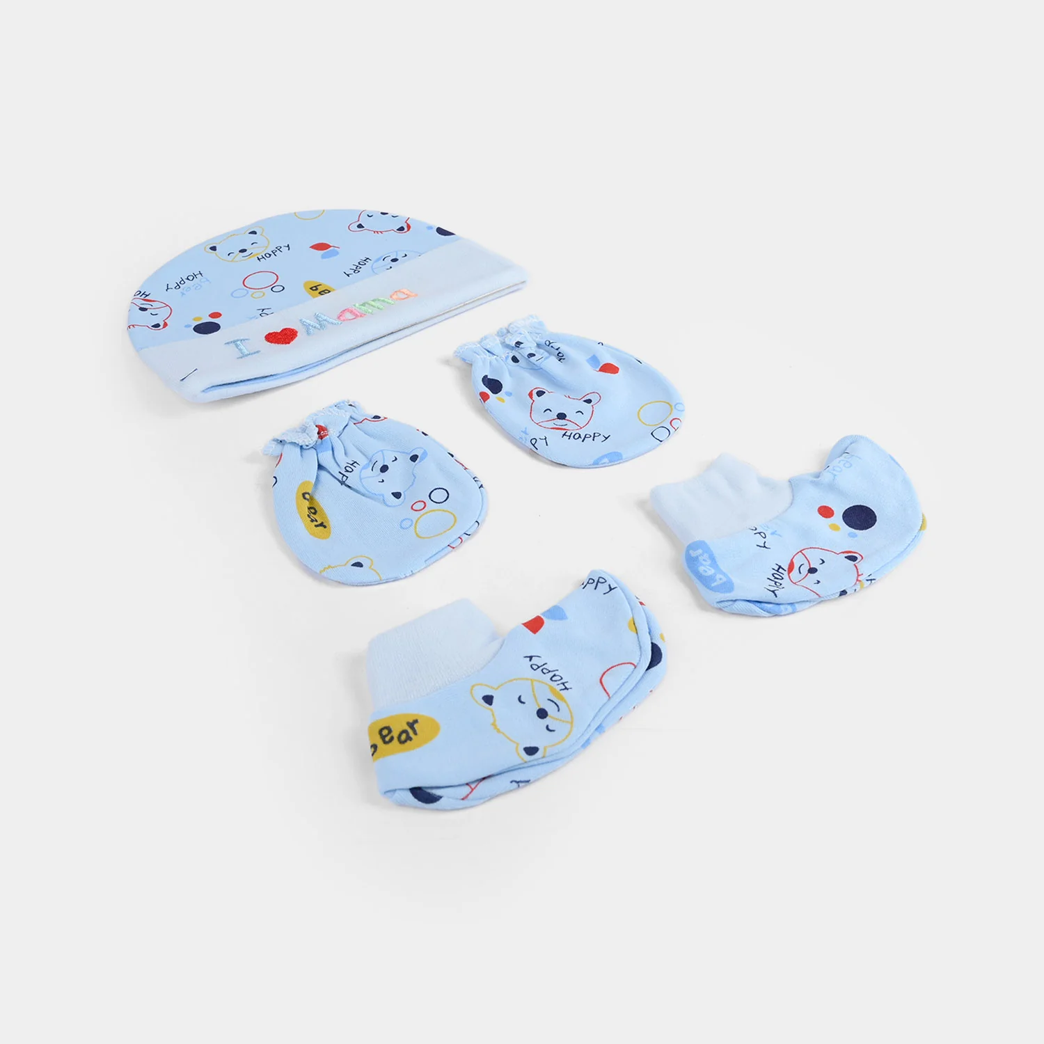 Baby Cap/Hat+Socks+Mittens 3PCs Set - Image 2
