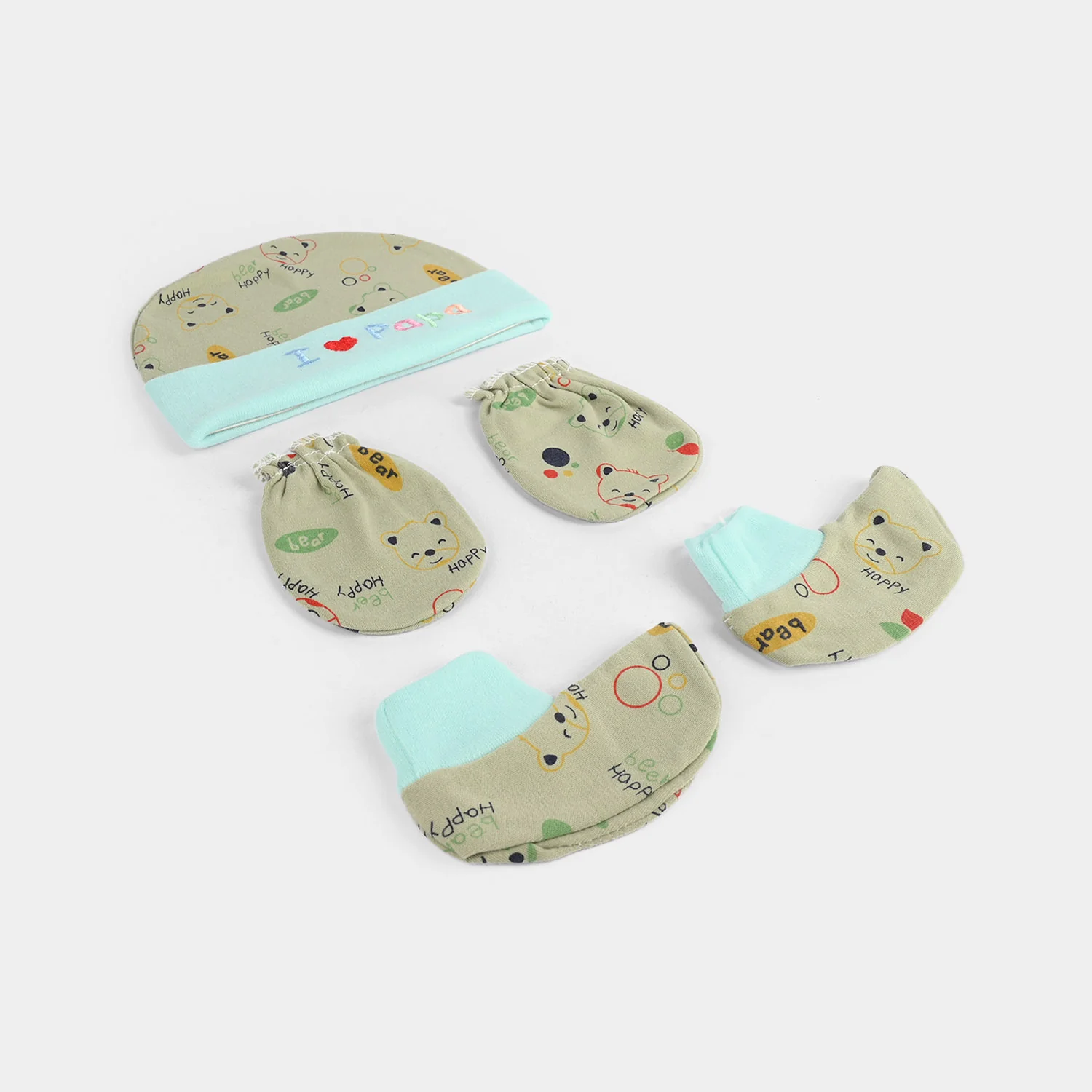 Baby Cap/Hat+Socks+Mittens 3PCs Set - Image 2
