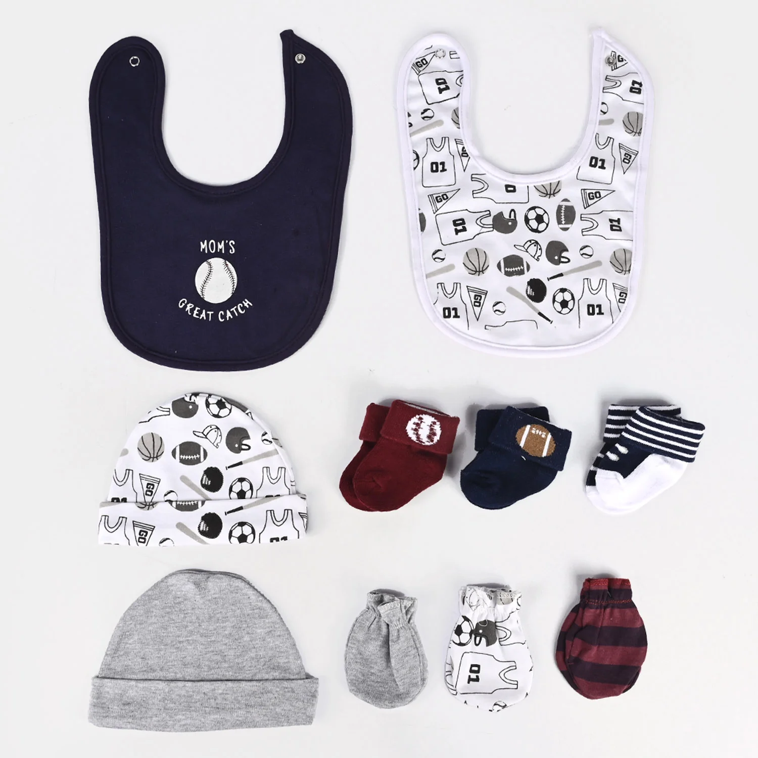 10-Piece Baby Gift Set – Bibs, Socks, Caps & Mittens - Image 2