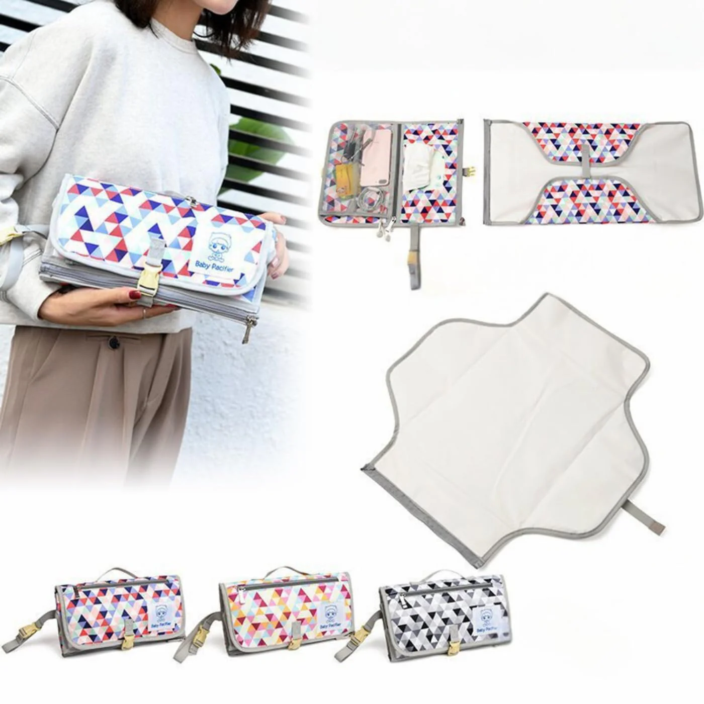 Portable Diaper Changing Clutch with Storage Pockets - Image 3