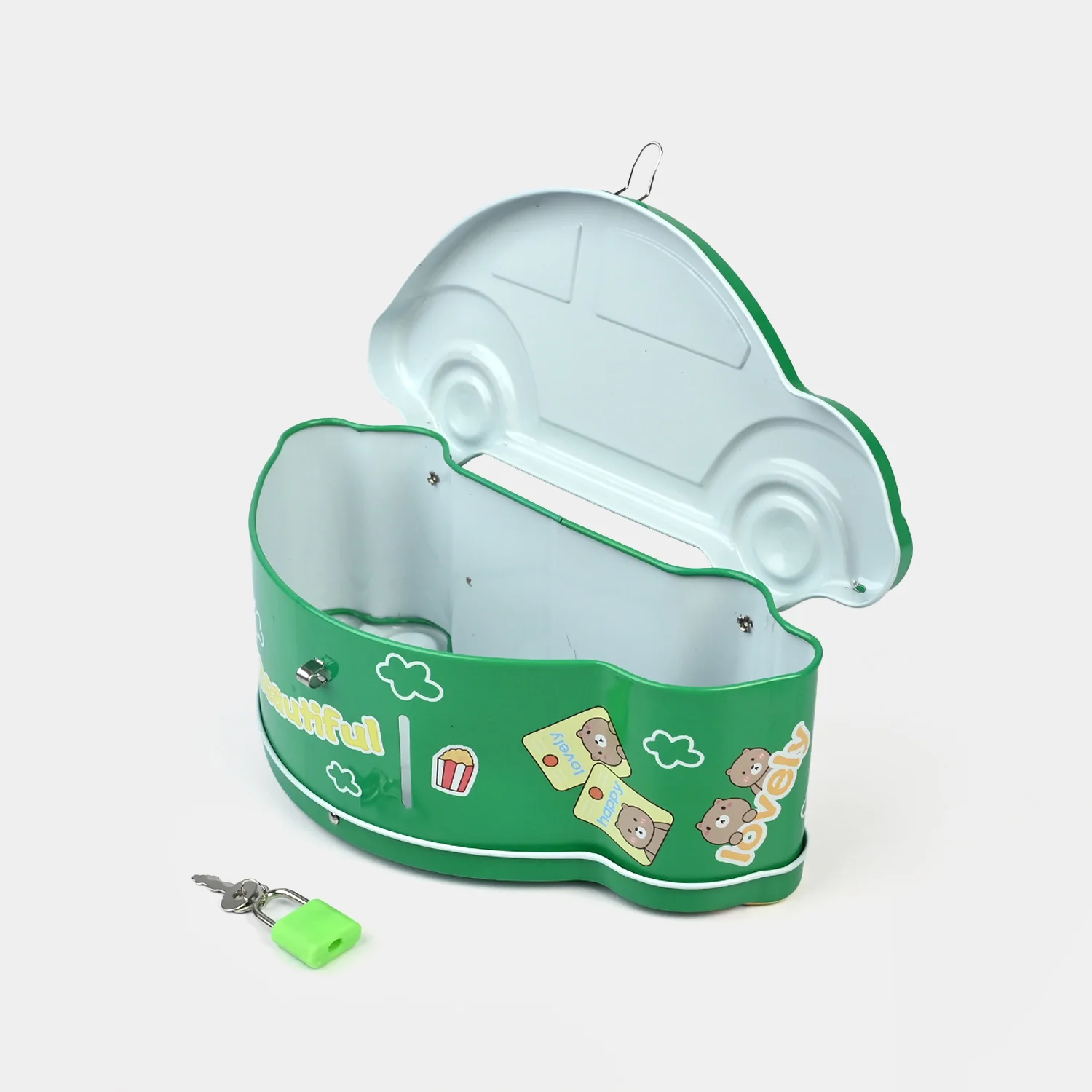 Metal car Coin/Money Box with Lock For Kids - Image 2