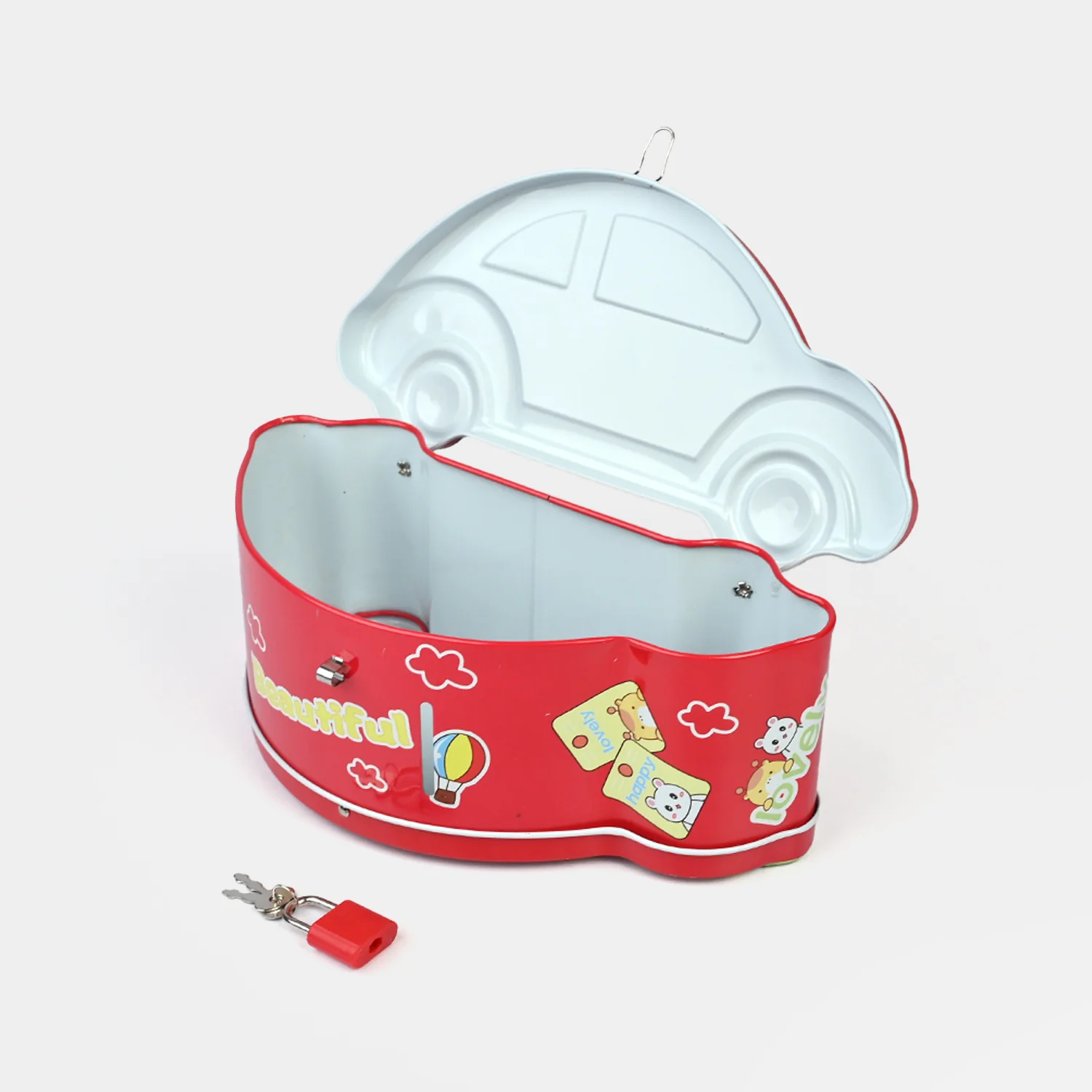 Metal car Coin/Money Box with Lock For Kids - Image 2
