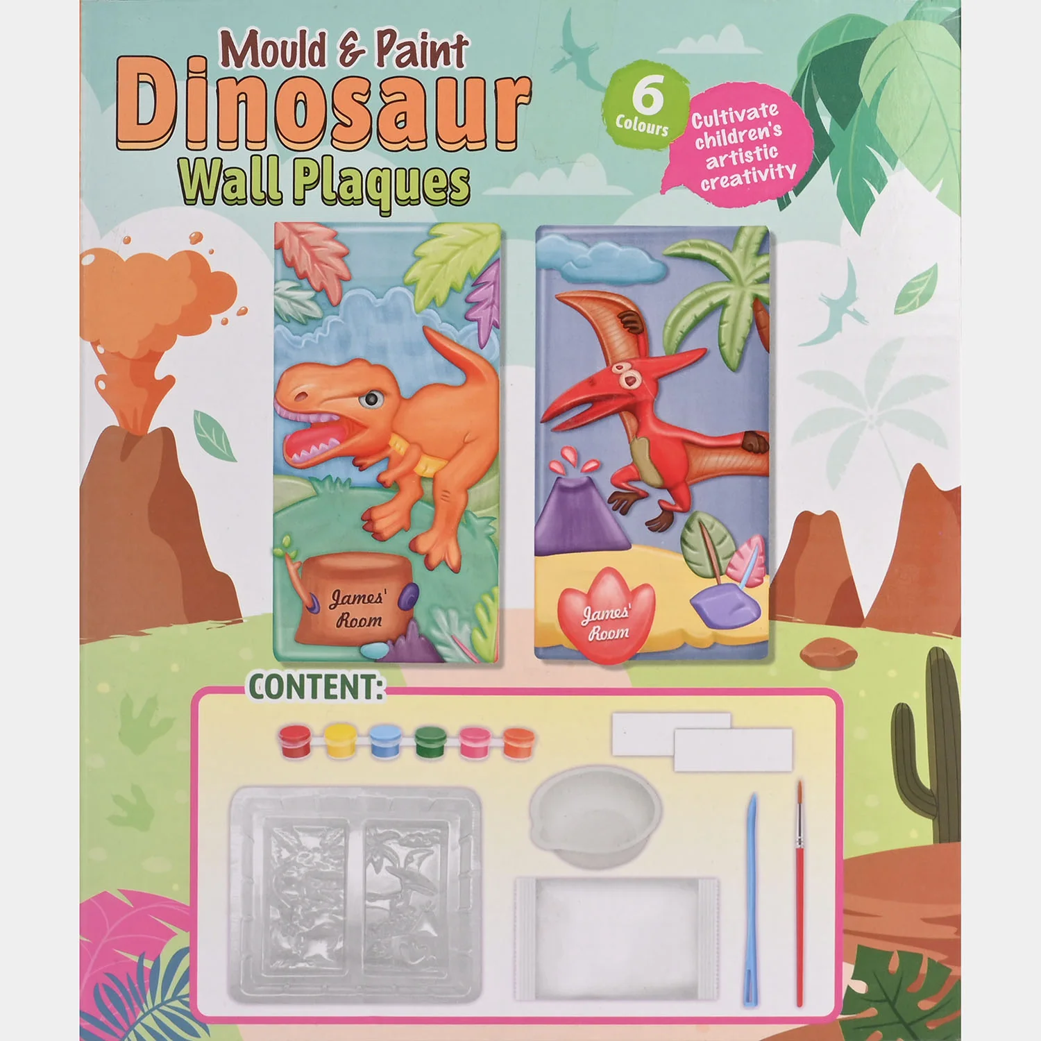 DIY Mould & Paint Dinosaur Wall Plaques Kit - Image 4