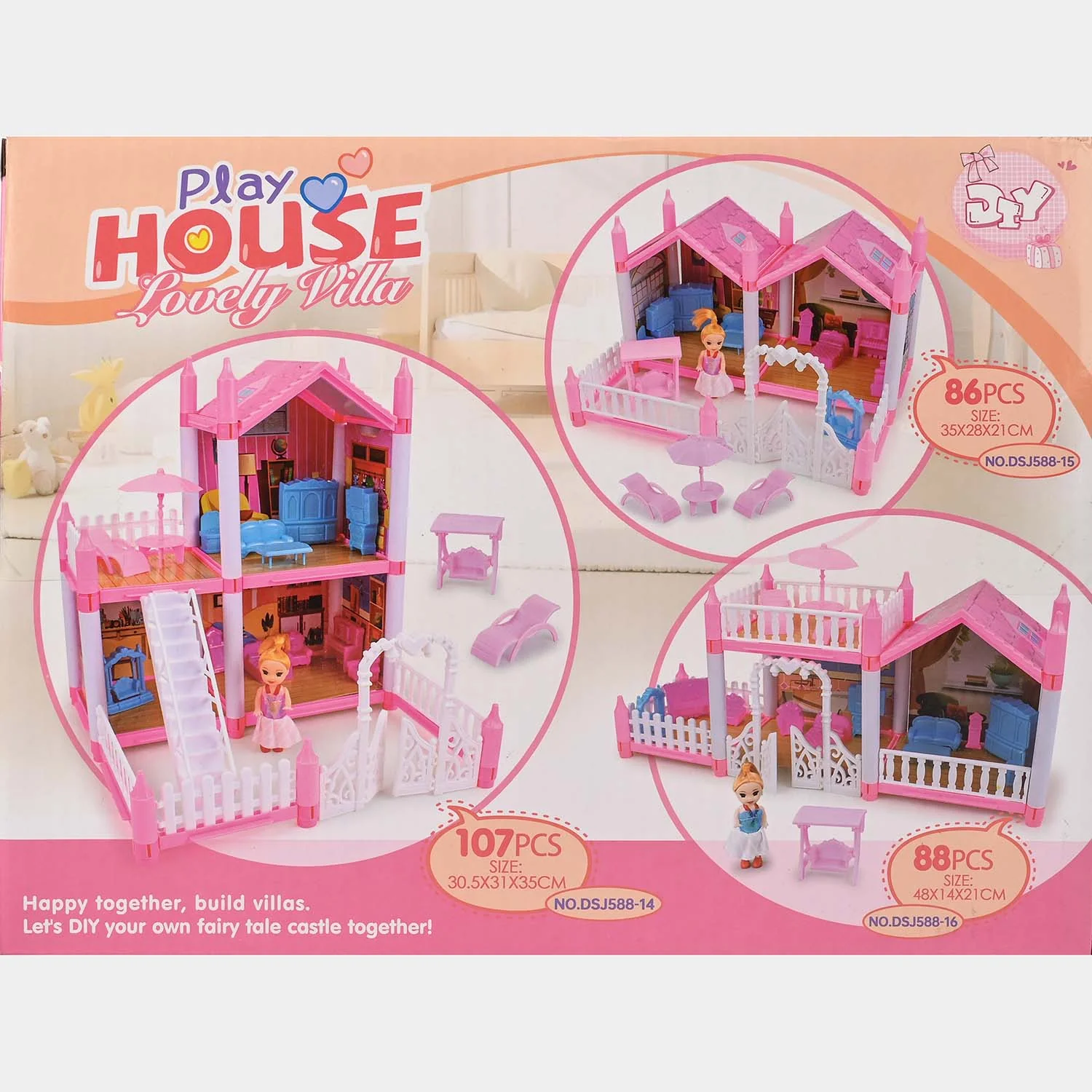 Play House Lovely Villa – 86 Pcs Dollhouse Set - Image 2