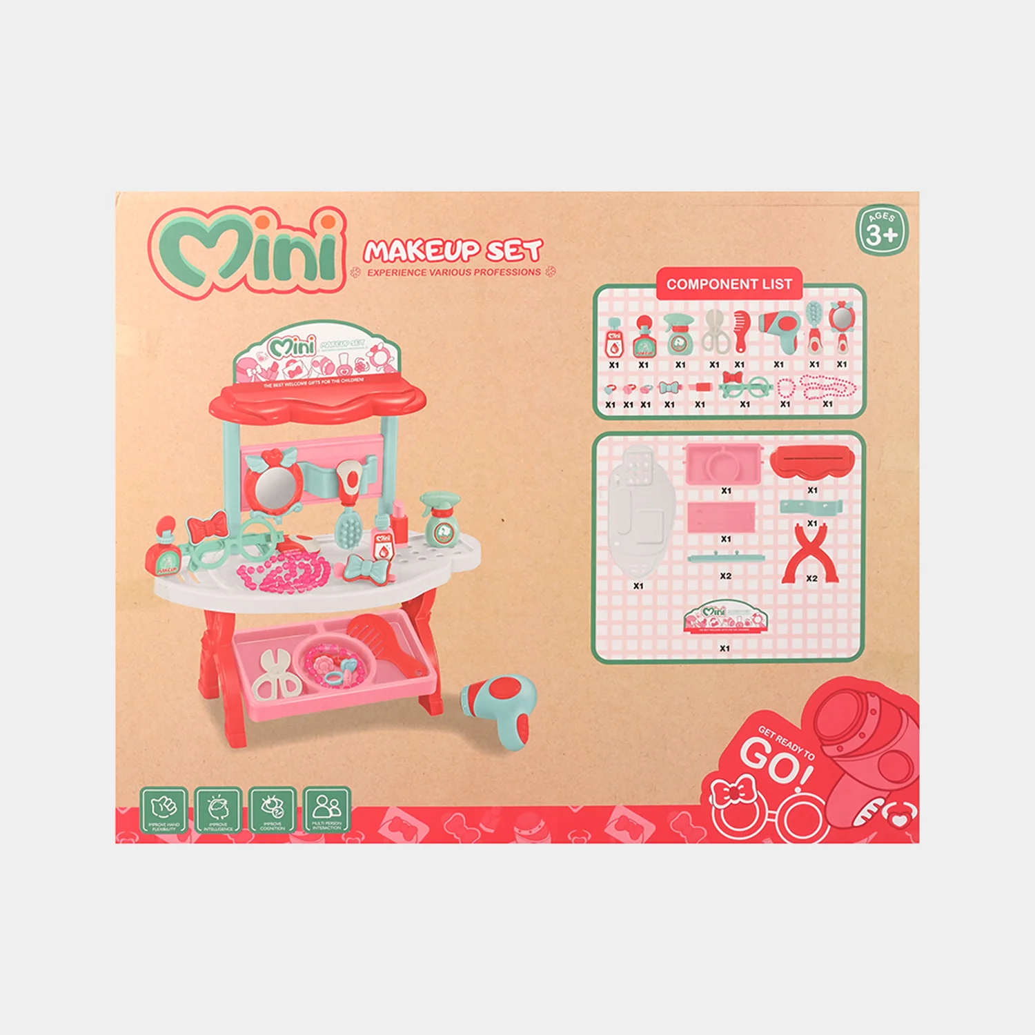 Mini Makeup Set / Dressing Table Play Set (26 Pieces) - Image 3