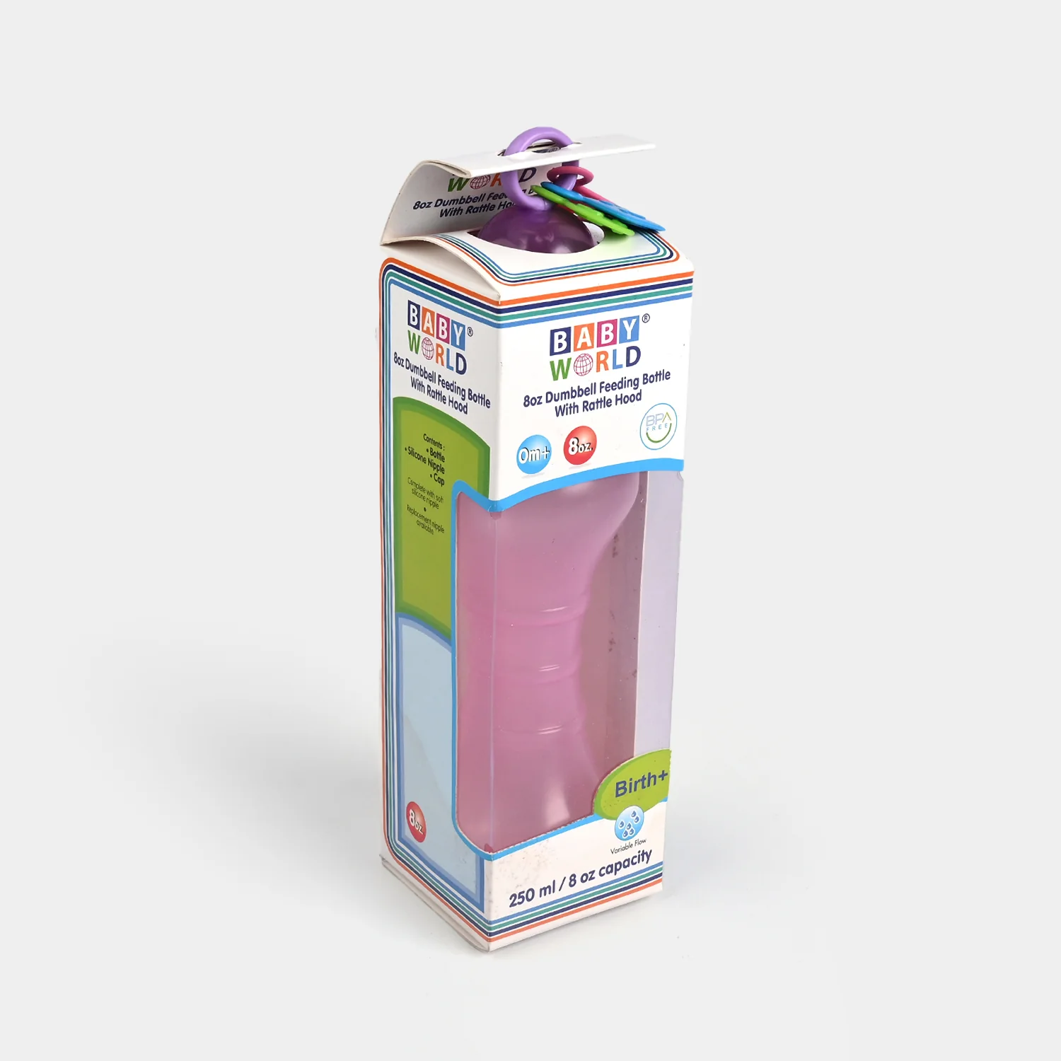 Feeding Bottle with Rattle Hood 8Oz 8042 Pink - Image 4