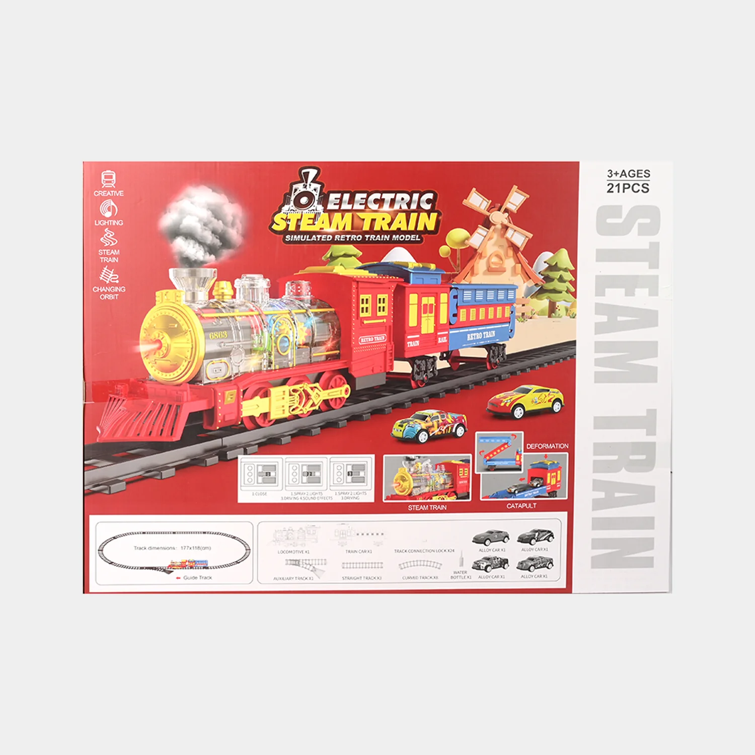 Electric Steam Train Set With Tracks - Image 7