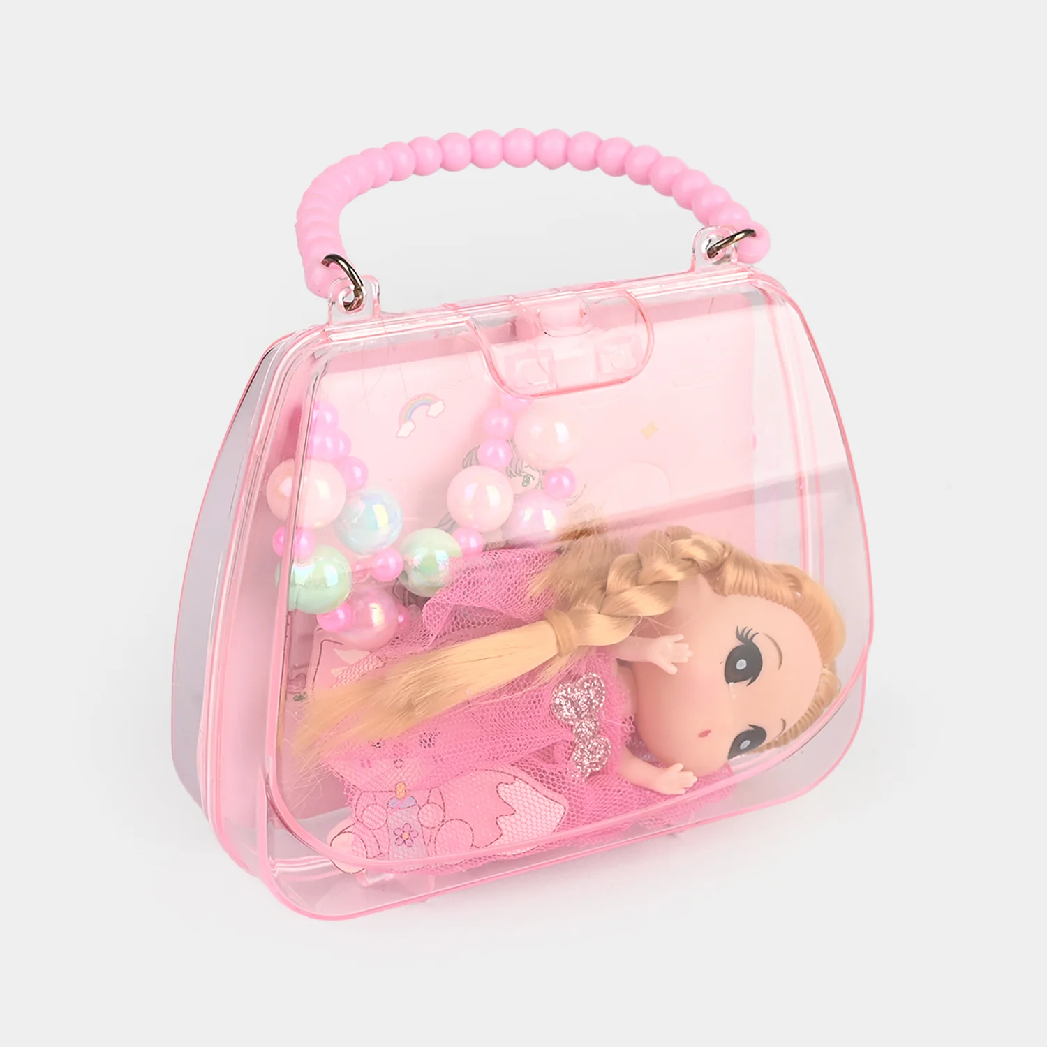 Girls Beads Necklace & Bracelet Set with Doll - Image 3